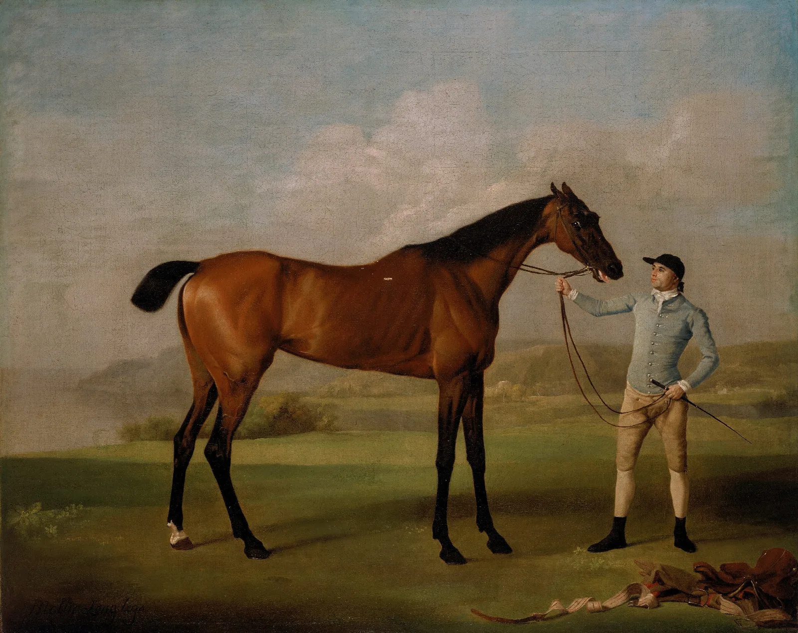Molly Long Legs With Her Jockey Wall Art by George Stubbs - Canvas Print