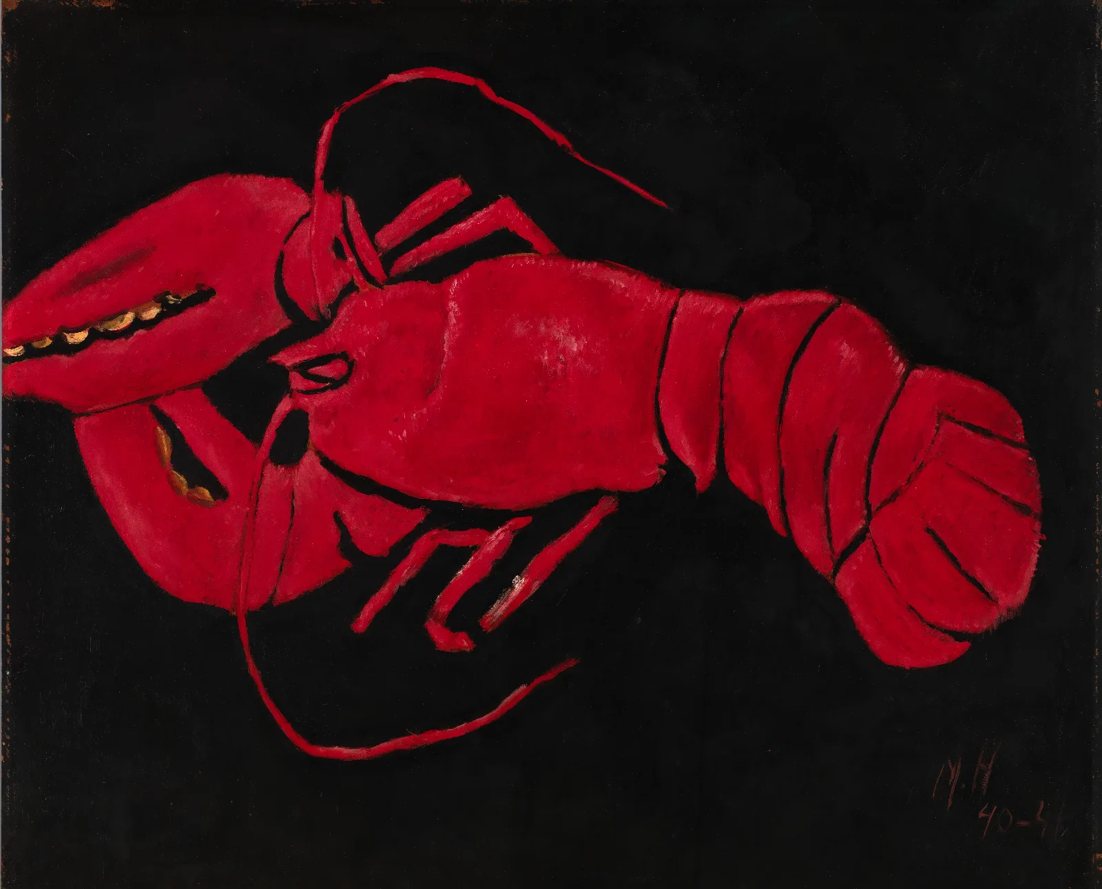 Lobster On Black Background Wall Art by Marsden Hartley - Canvas Print