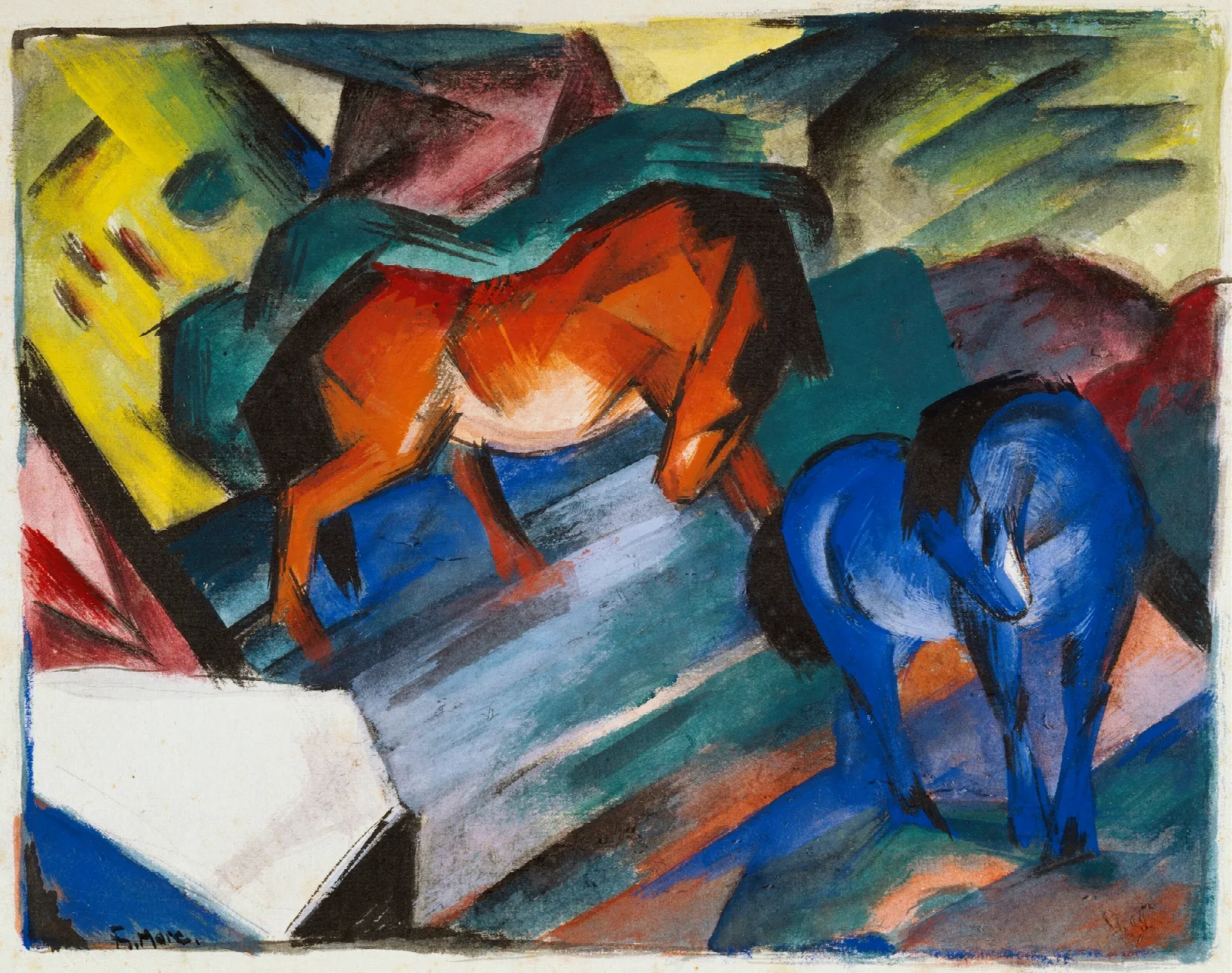 Red And Blue Horse Wall Art by Franz Marc - Canvas Print