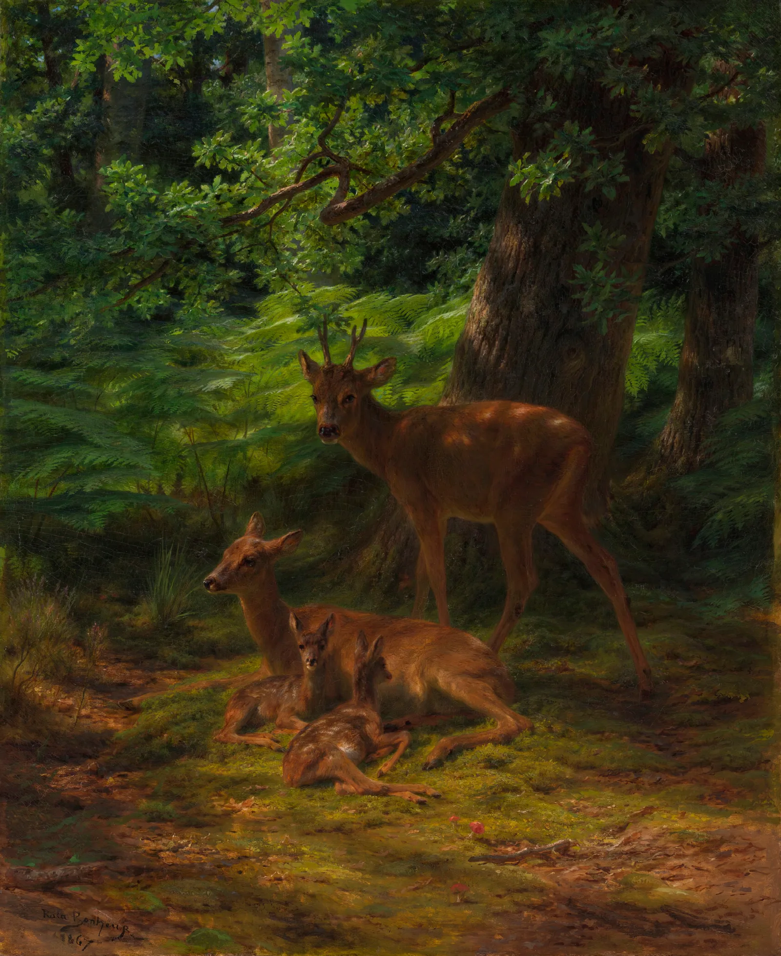 Deer In Repose Wall Art by Rosa Bonheur - Canvas Print