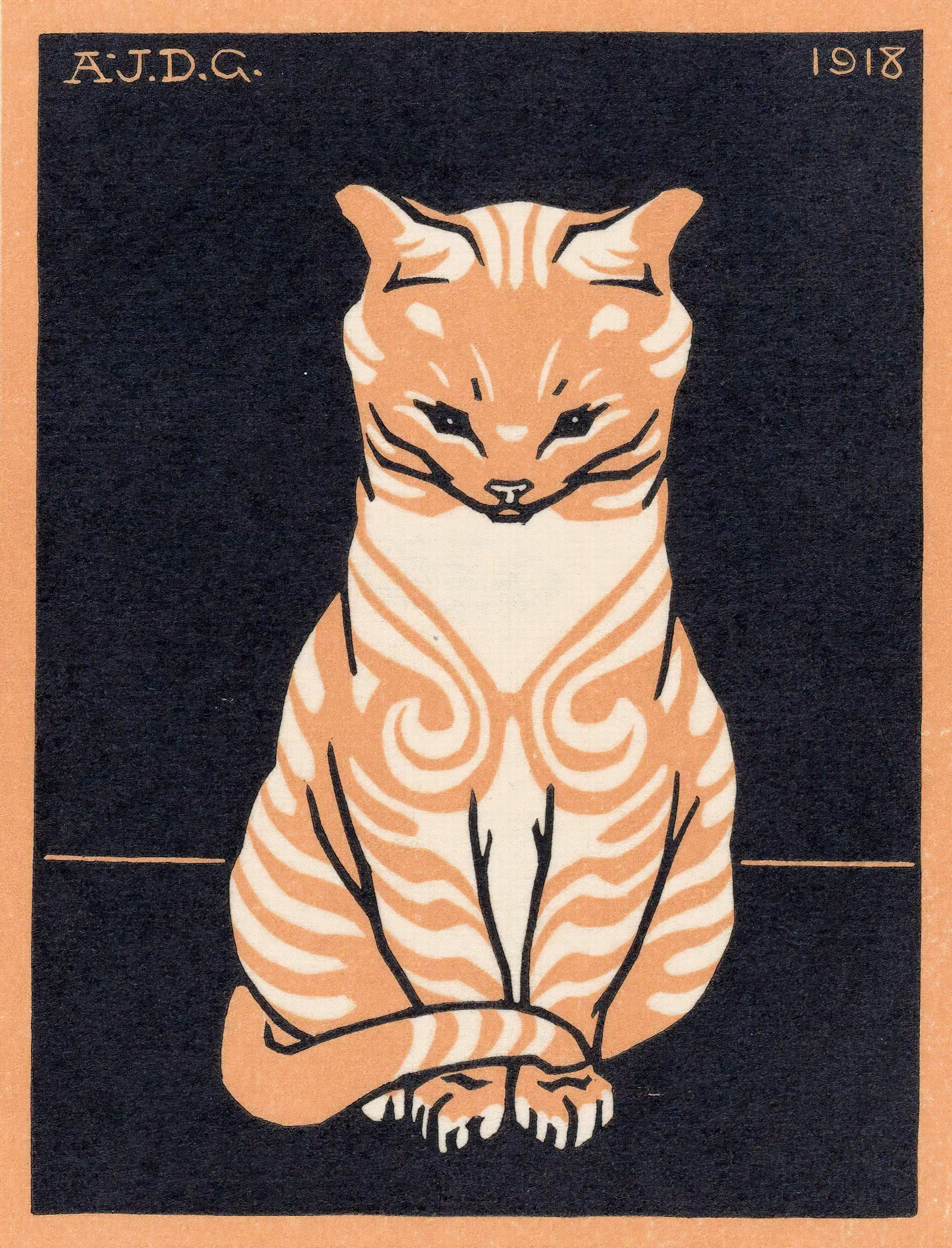 Zittende Kat 2 Wall Art by Julie de Graag - Canvas Print