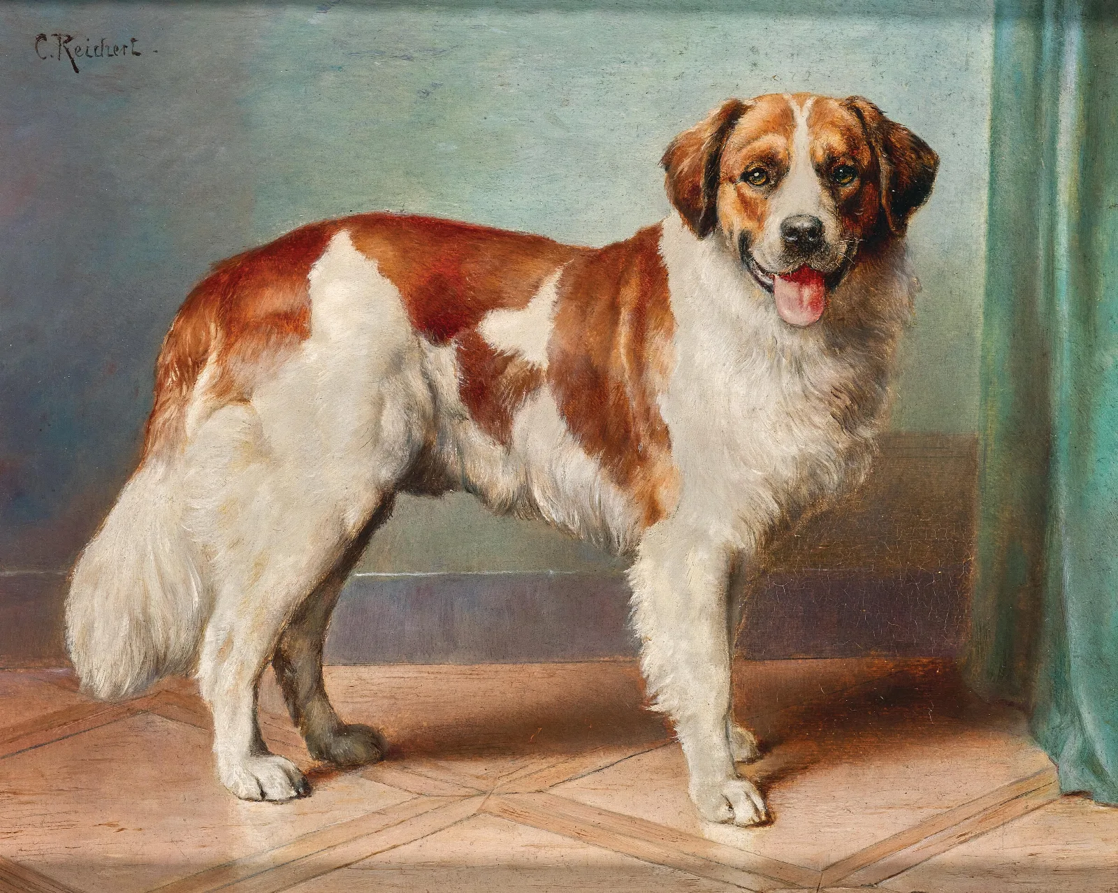 A St Bernard Wall Art by Carl Reichert - Canvas Print
