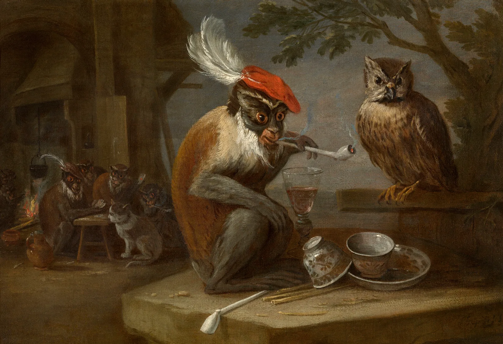 Singerie Wall Art by David Teniers The Younger - Canvas Print