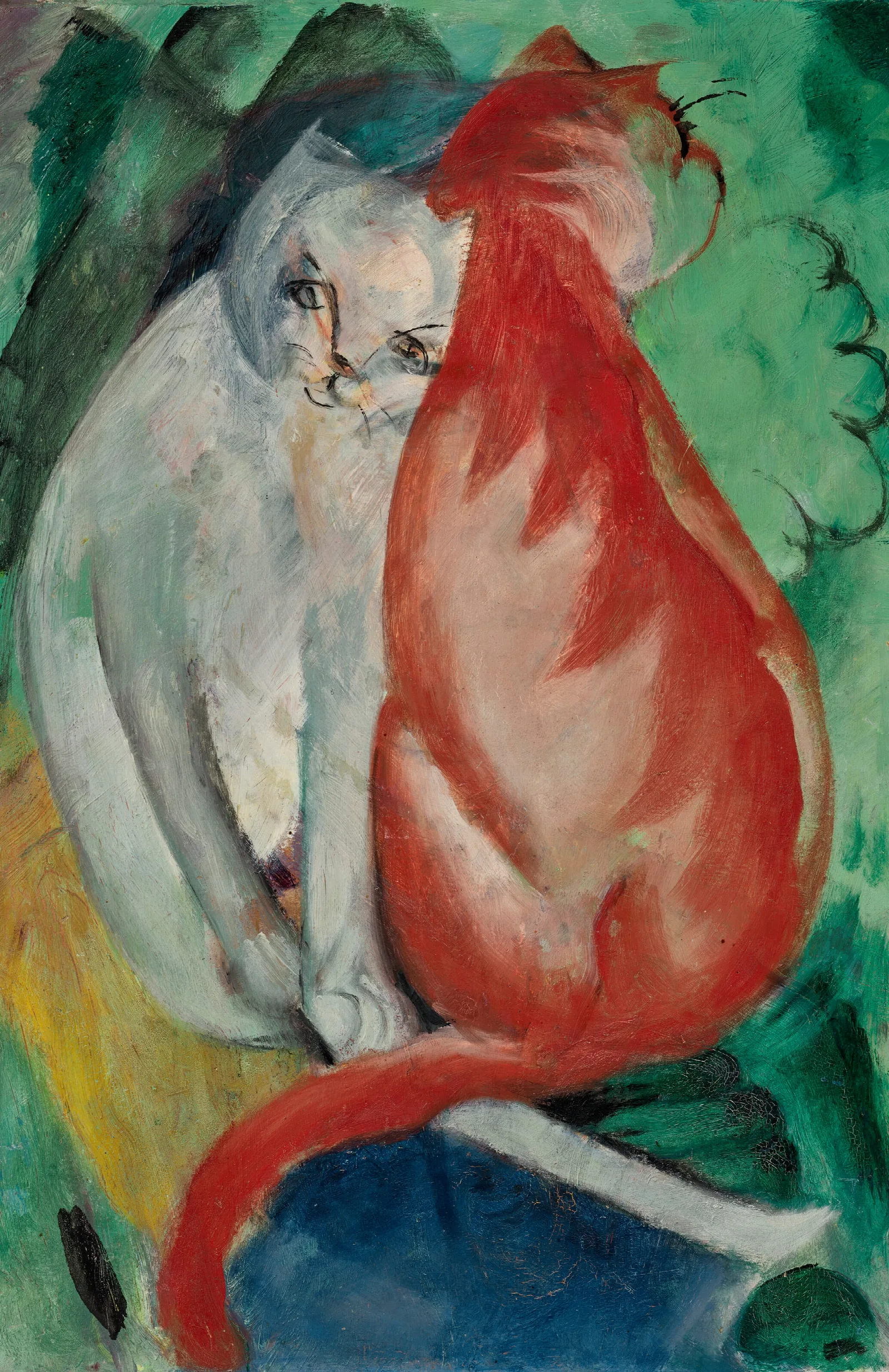 Katzen Rot Und Weis Wall Art by Franz Marc - Canvas Print