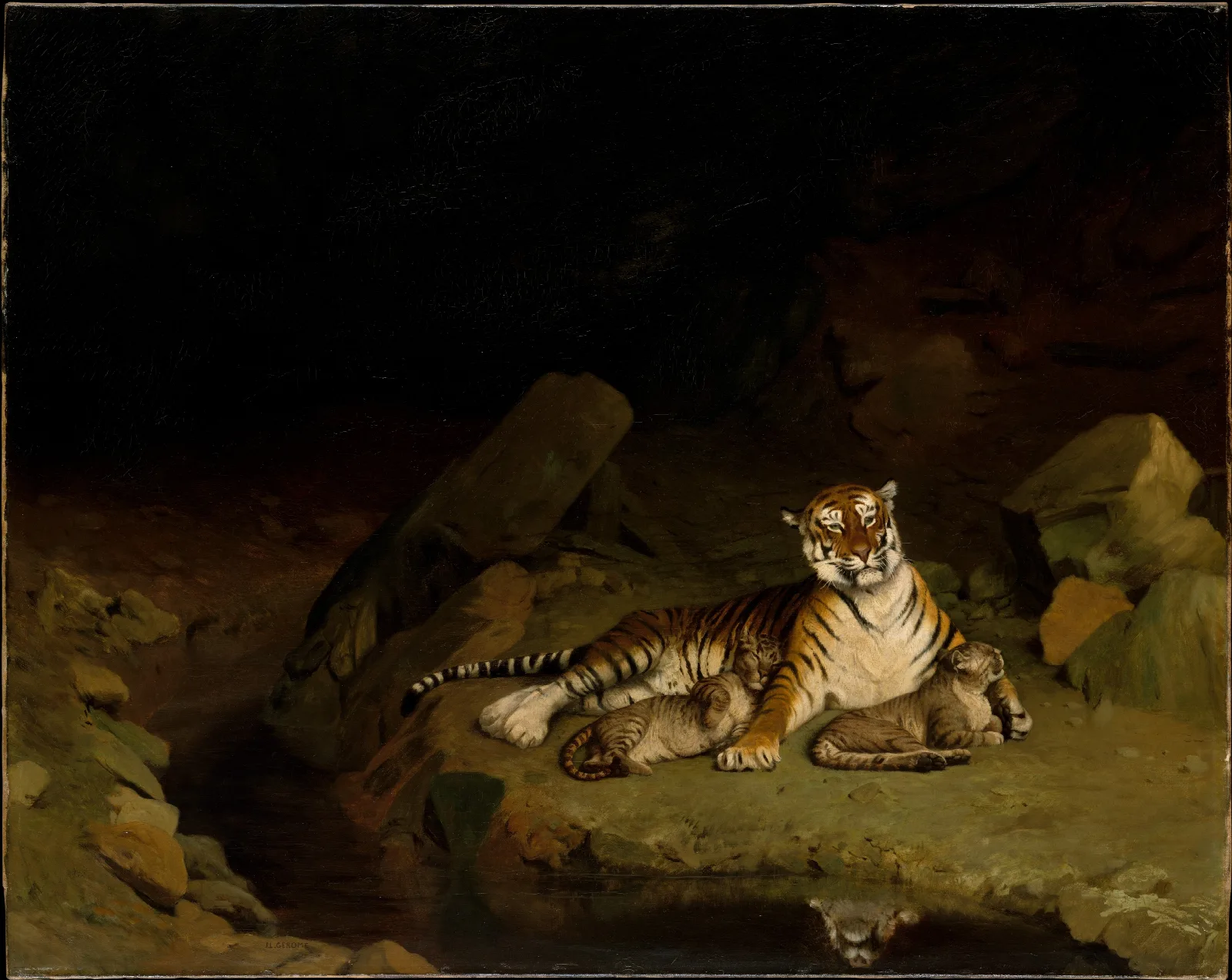 Tiger And Cubs Wall Art by Jean-Léon Gérôme - Canvas Print