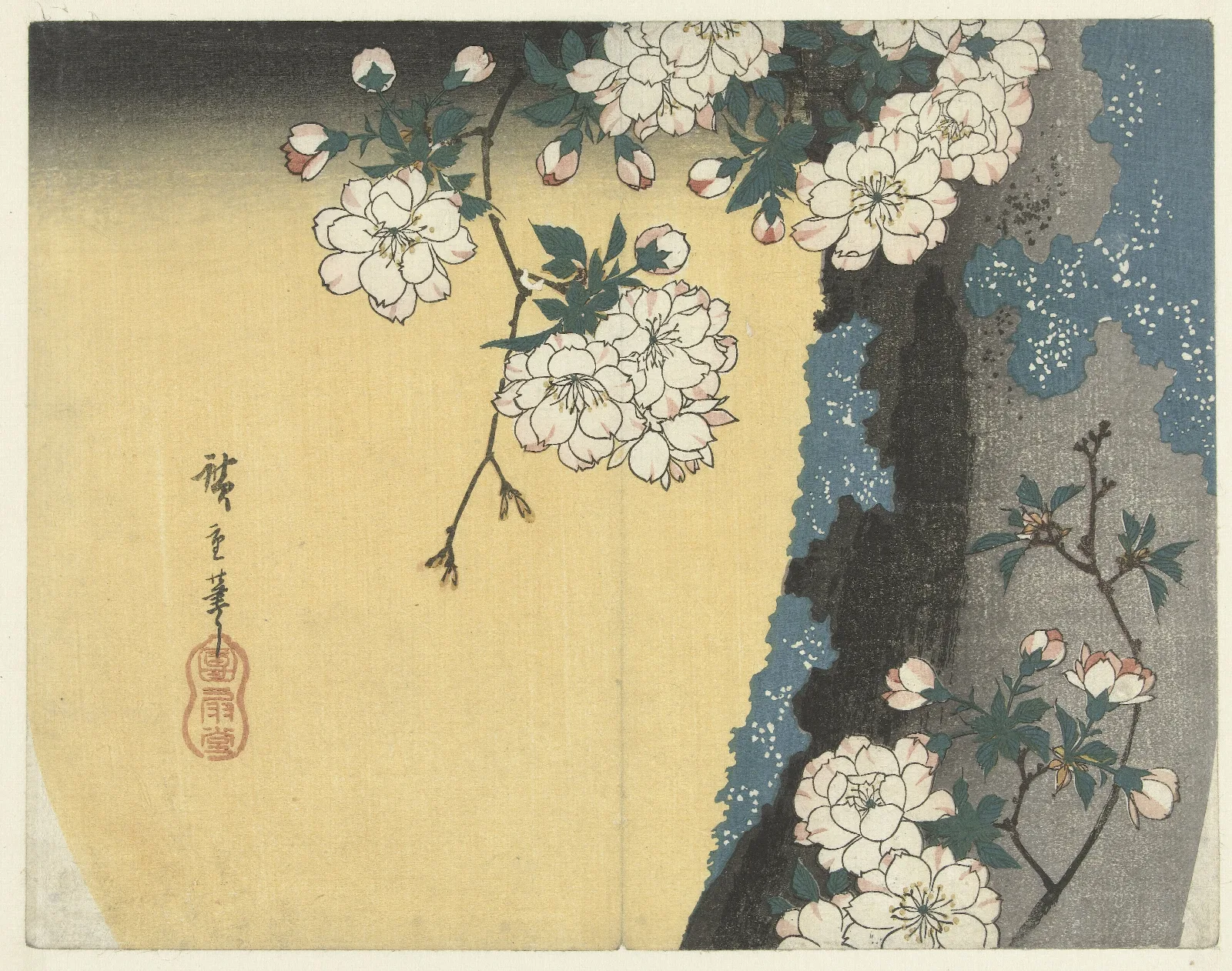 Cherry Blossoms On A Tree Trunk Wall Art by Utagawa Hiroshige - Canvas Print