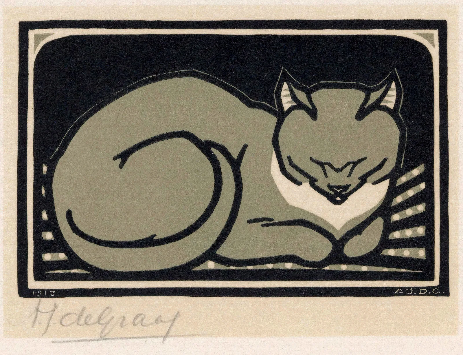 Slapende Kat Wall Art by Julie de Graag - Canvas Print