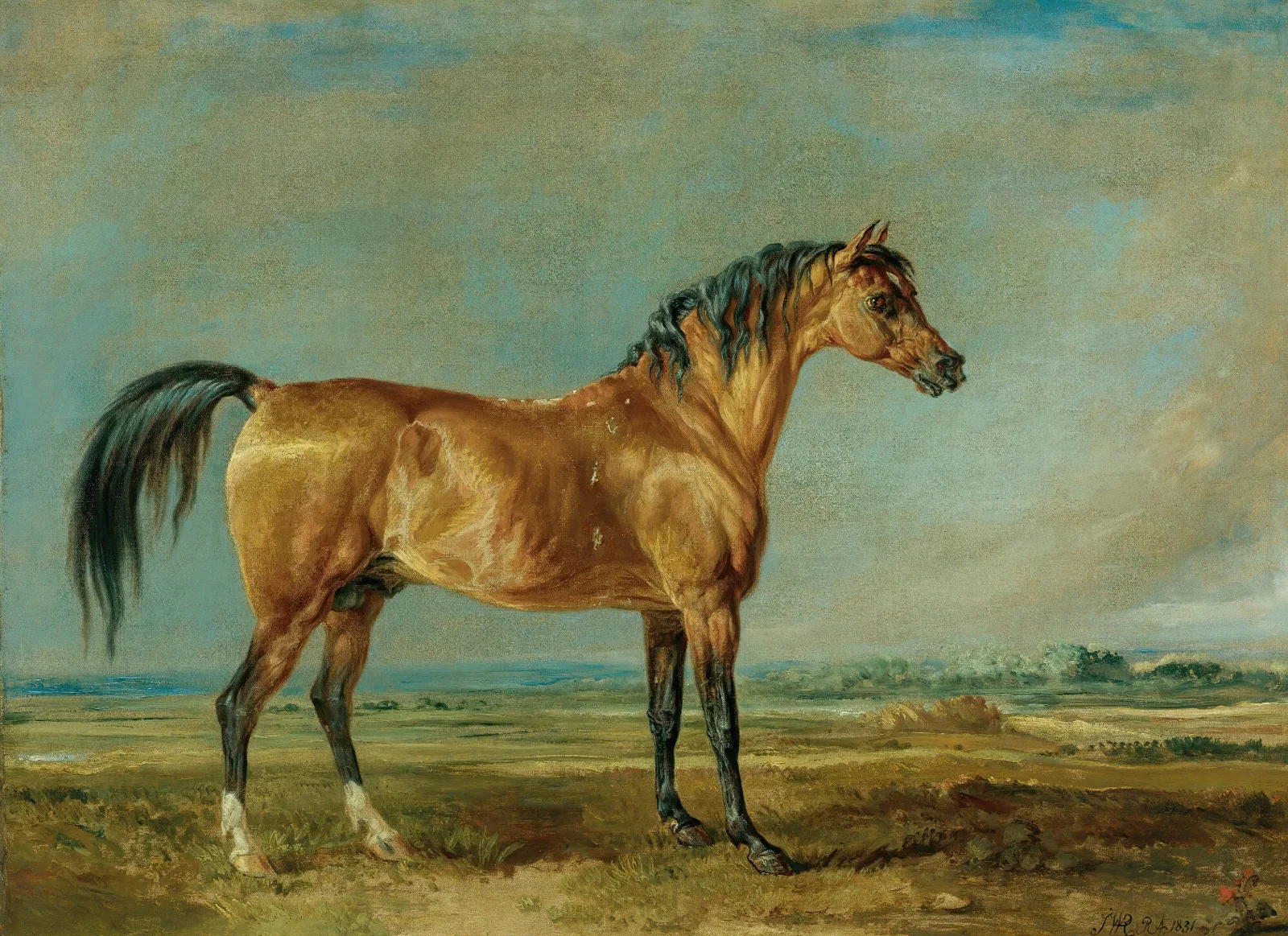 The Marquess Of Londonderrys Arabian Stallion In A Landscape Wall Art by James Ward - Canvas Print