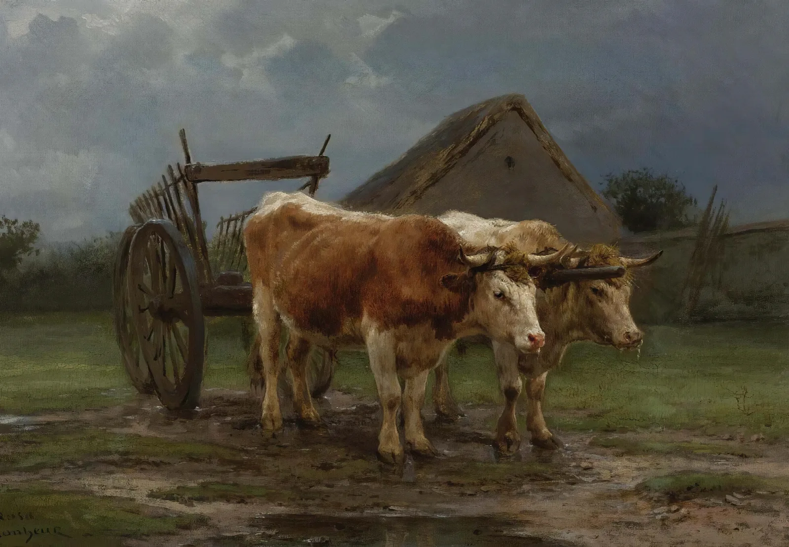Oxen Pulling A Cart Wall Art by Rosa Bonheur - Canvas Print