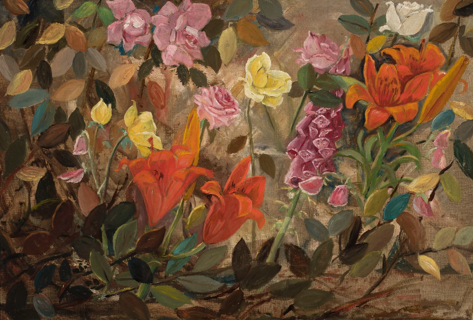 Flowers In A Garden Wall Art by Tadeusz Makowski - Canvas Print