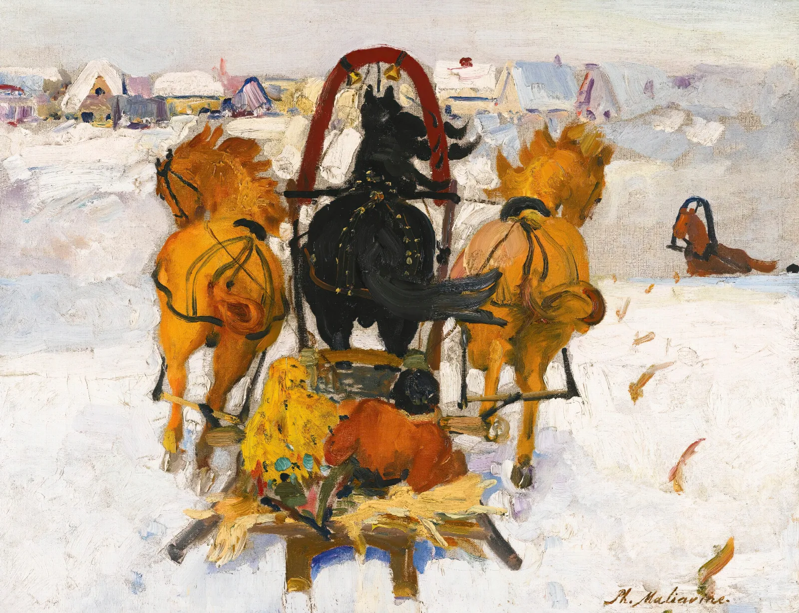 Troika In The Snow Wall Art by Filipp Malyavin - Canvas Print