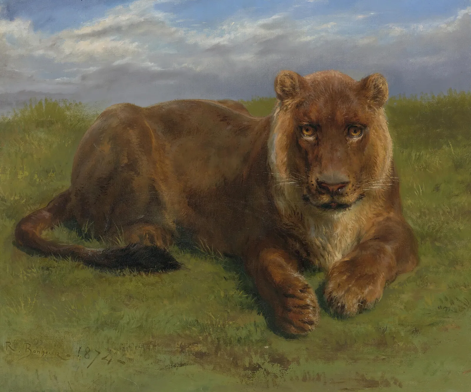 Lioness At Rest Wall Art by Rosa Bonheur - Canvas Print