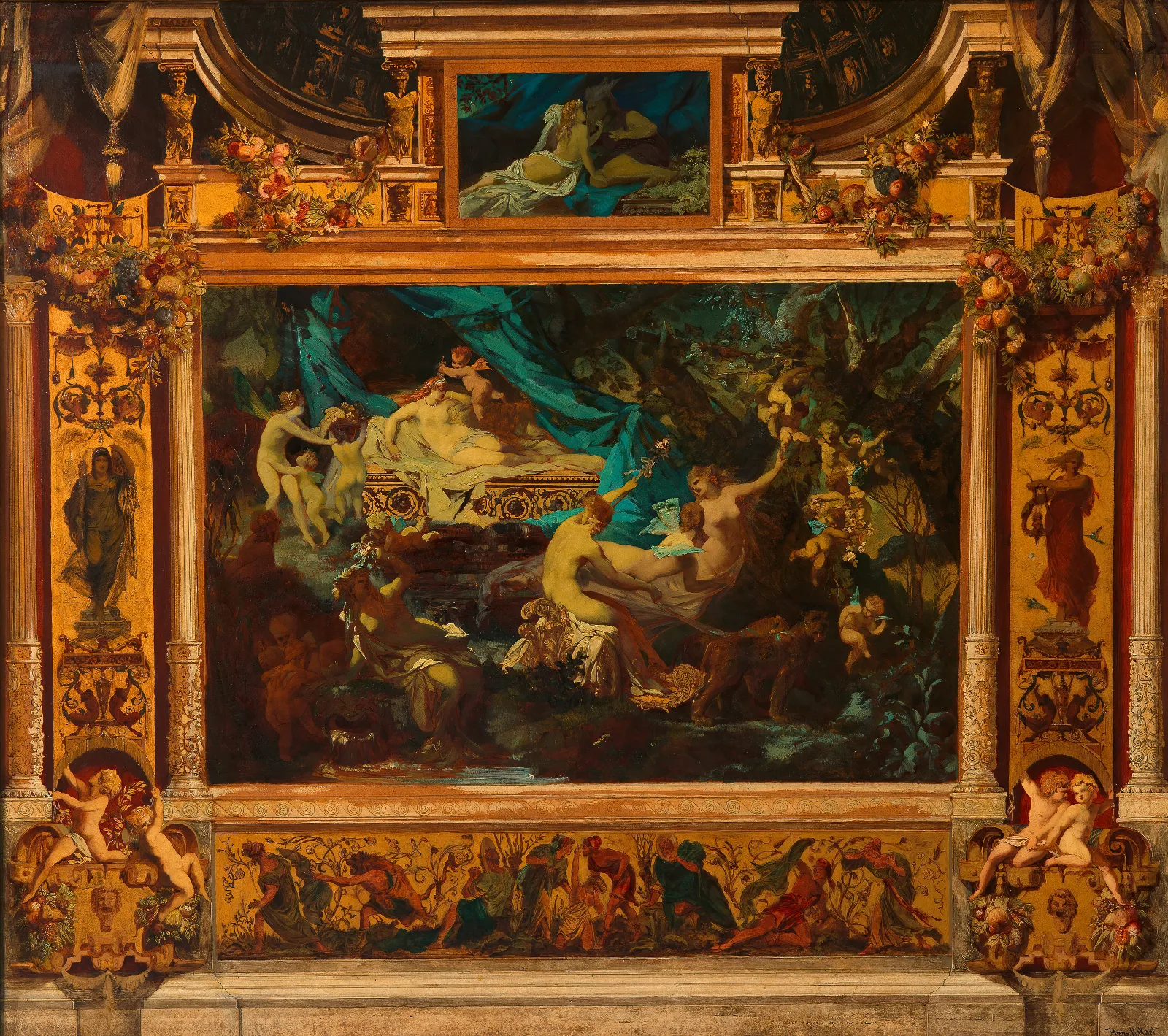Entwurf Zum Vorhang Des Stadttheaters Sommernachtstraum Wall Art by Hans Makart - Canvas Print