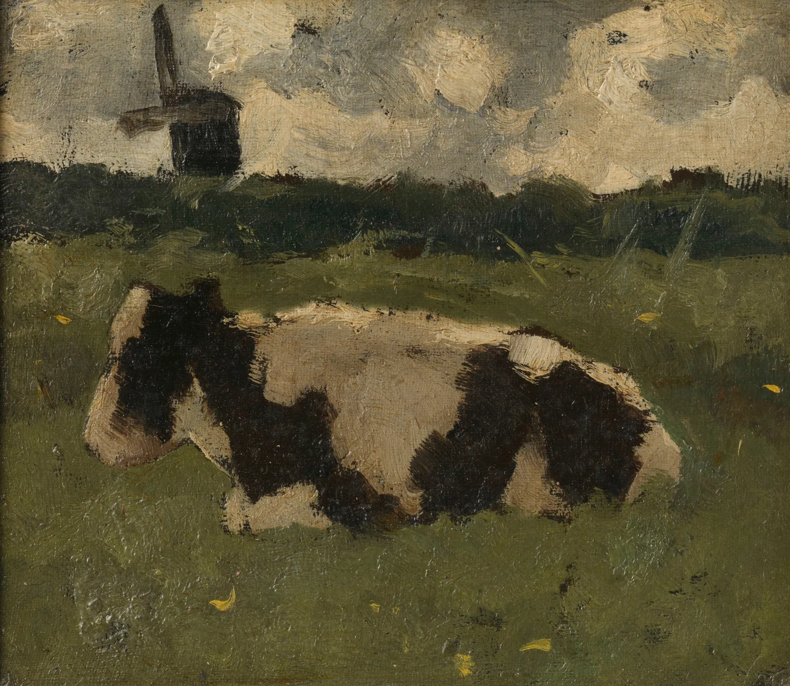 Resting Cow With A Mill Wall Art by Richard Nicolaüs Roland Holst - Canvas Print