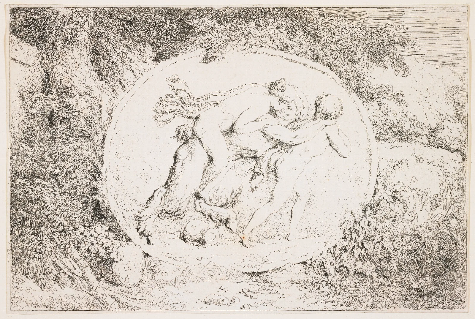 Nymph Astride A Satyr 2 Wall Art by Jean-Honoré Fragonard - Canvas Print