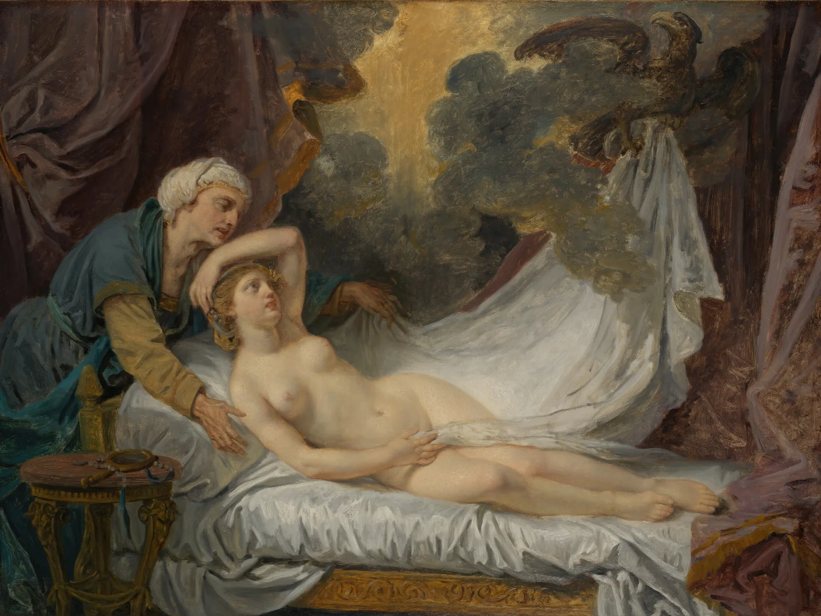 Aegina Visited By Jupiter Wall Art by Jean-Baptiste Greuze - Canvas Print