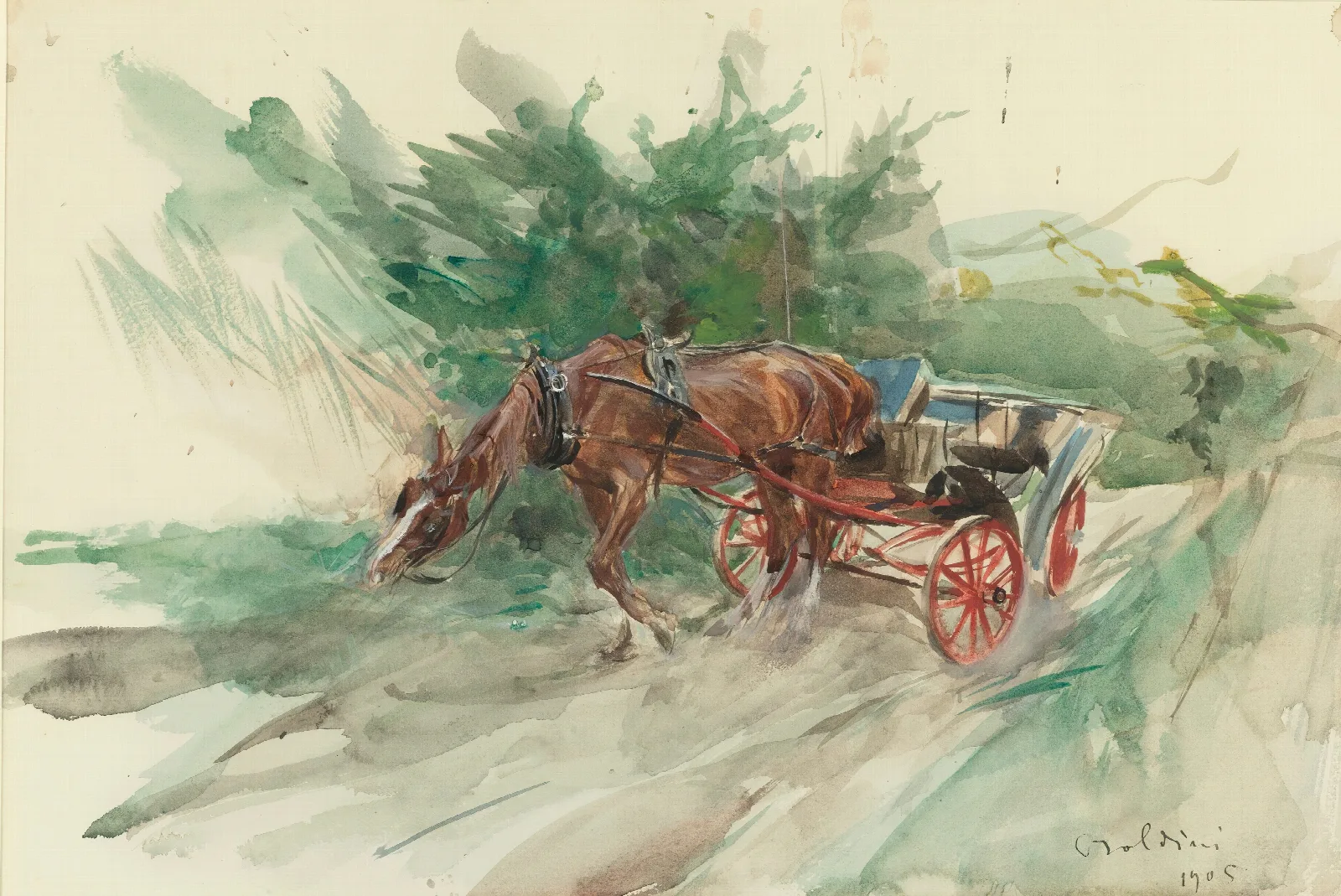 Horse And Carriage Wall Art by Giovanni Boldini - Canvas Print