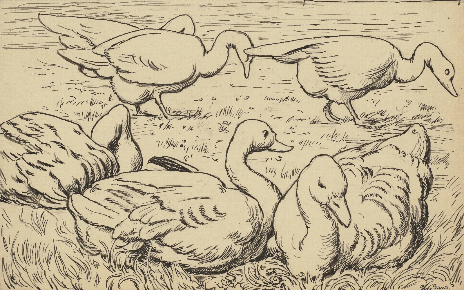 Gans Wall Art by Hans Thoma - Canvas Print