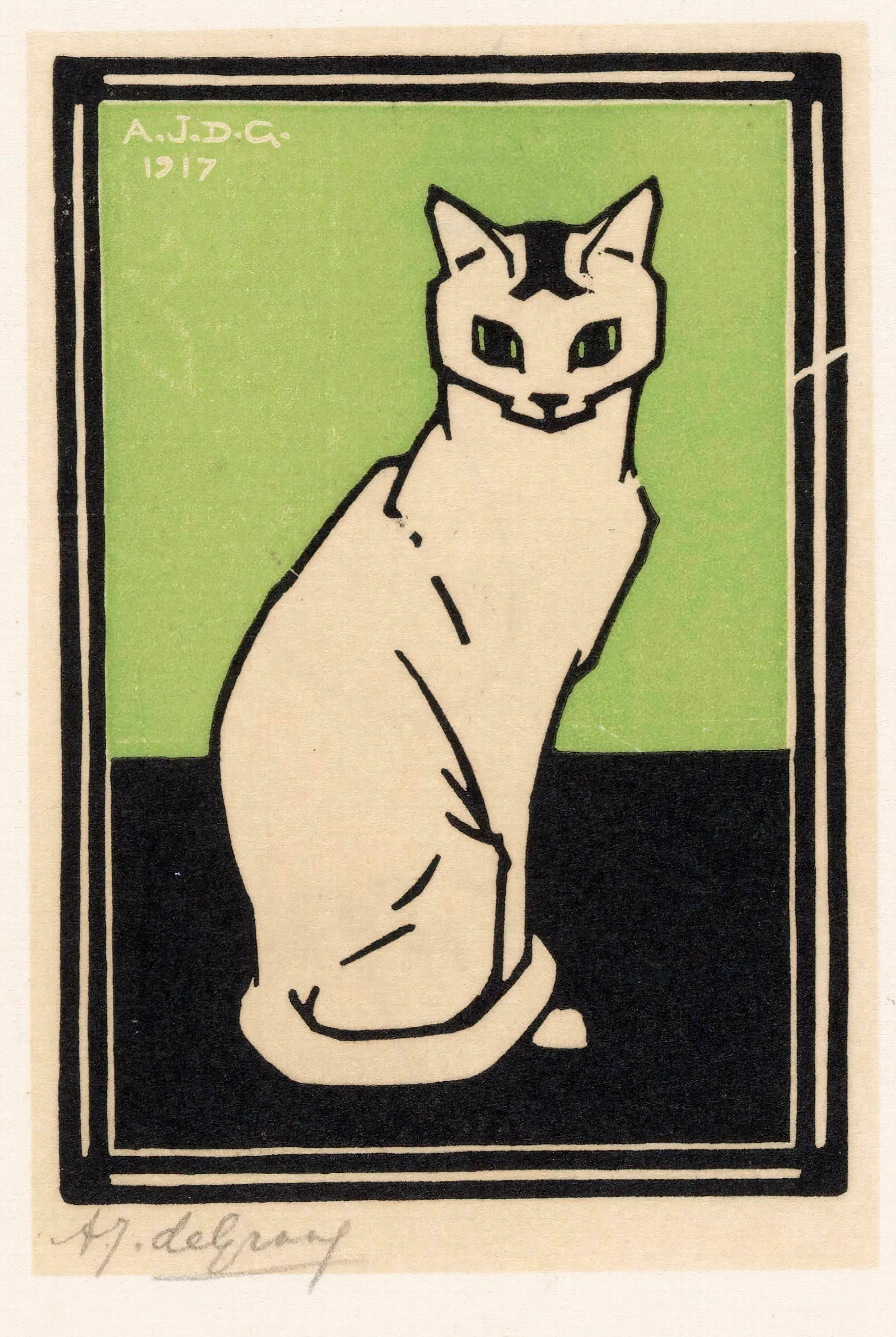 Zittende Kat Wall Art by Julie de Graag - Canvas Print