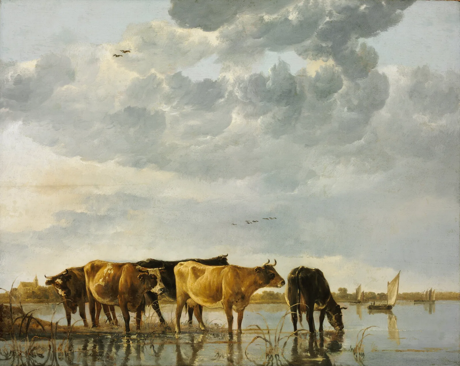 Cows In A River Wall Art by Aelbert Cuyp - Canvas Print