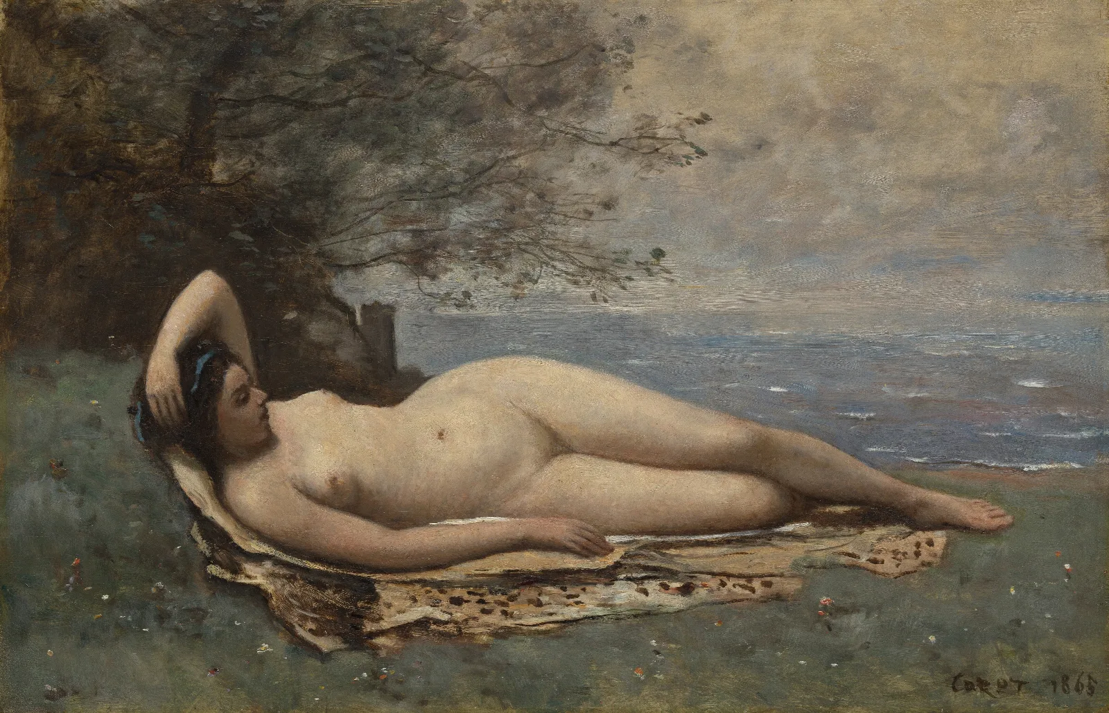 Bacchante By The Sea Wall Art by Jean-Baptiste-Camille Corot - Canvas Print