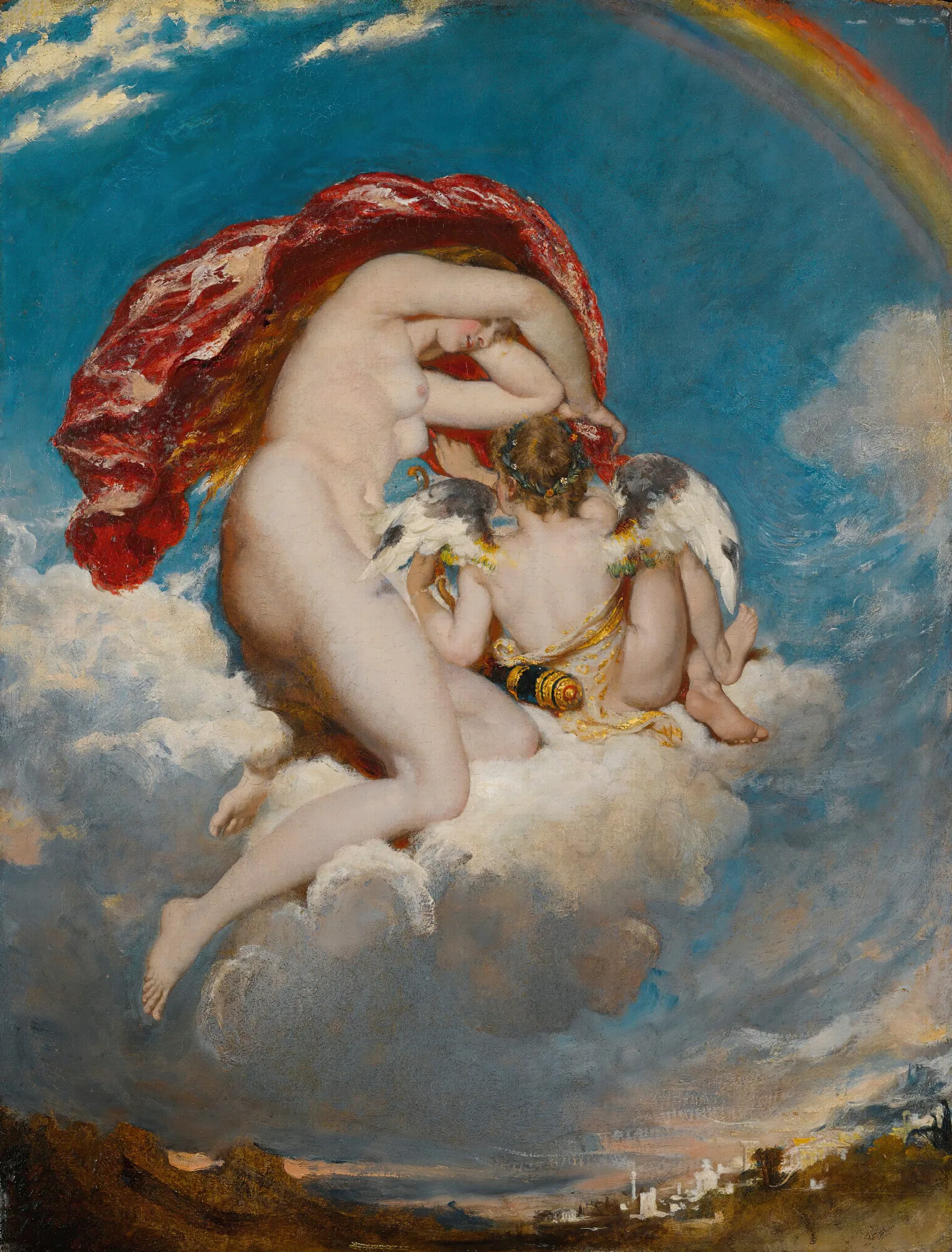 Venus And Cupid Descending Wall Art by William Etty - Canvas Print