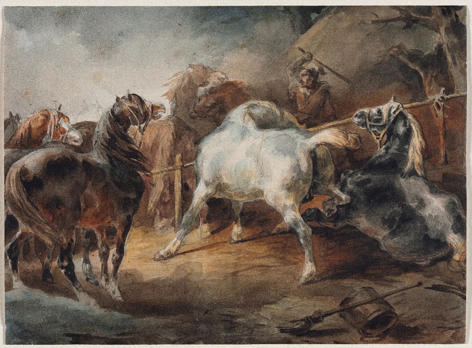 Fighting Horses Wall Art by Théodore Géricault - Canvas Print