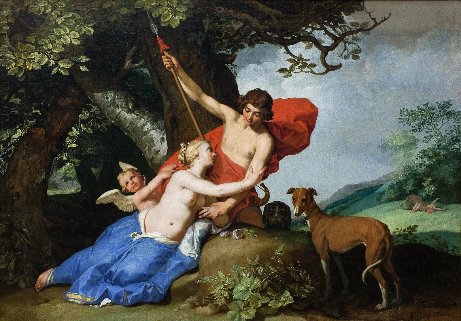 Venus And Adonis Wall Art by Abraham Bloemaert - Canvas Print