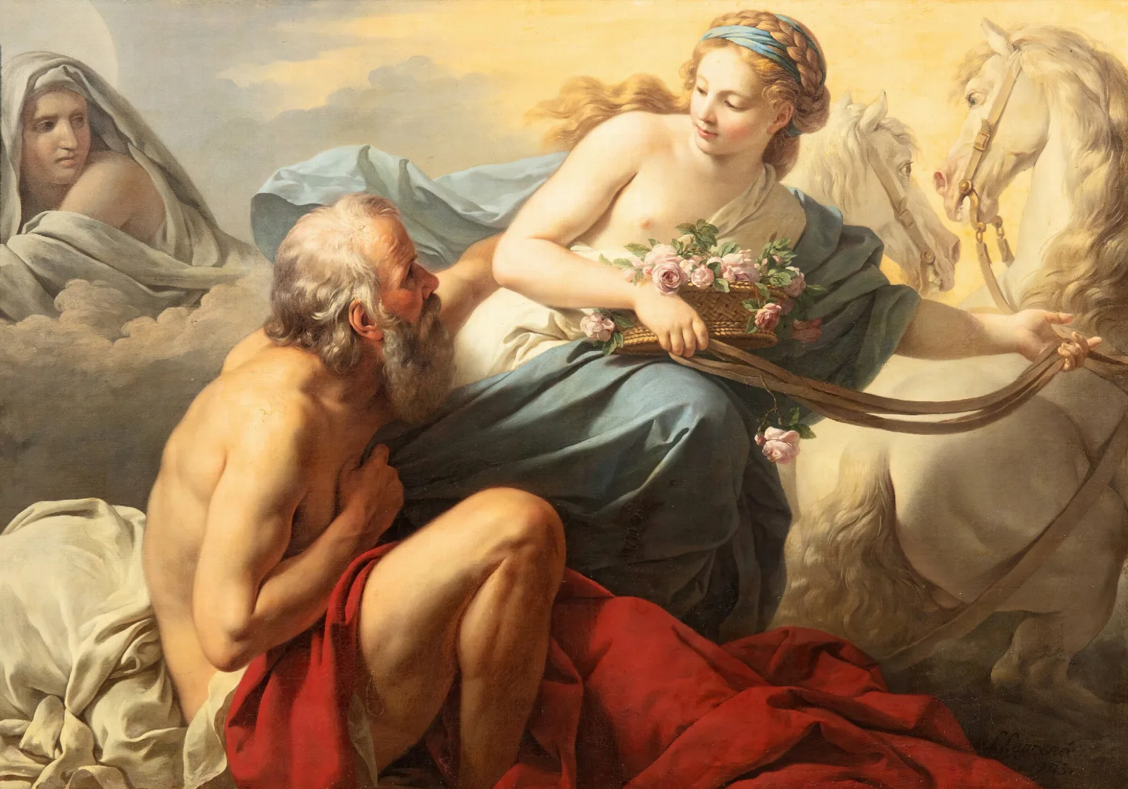 Aurora And Tithonus Wall Art by Louis-Jean-François Lagrenée - Canvas Print