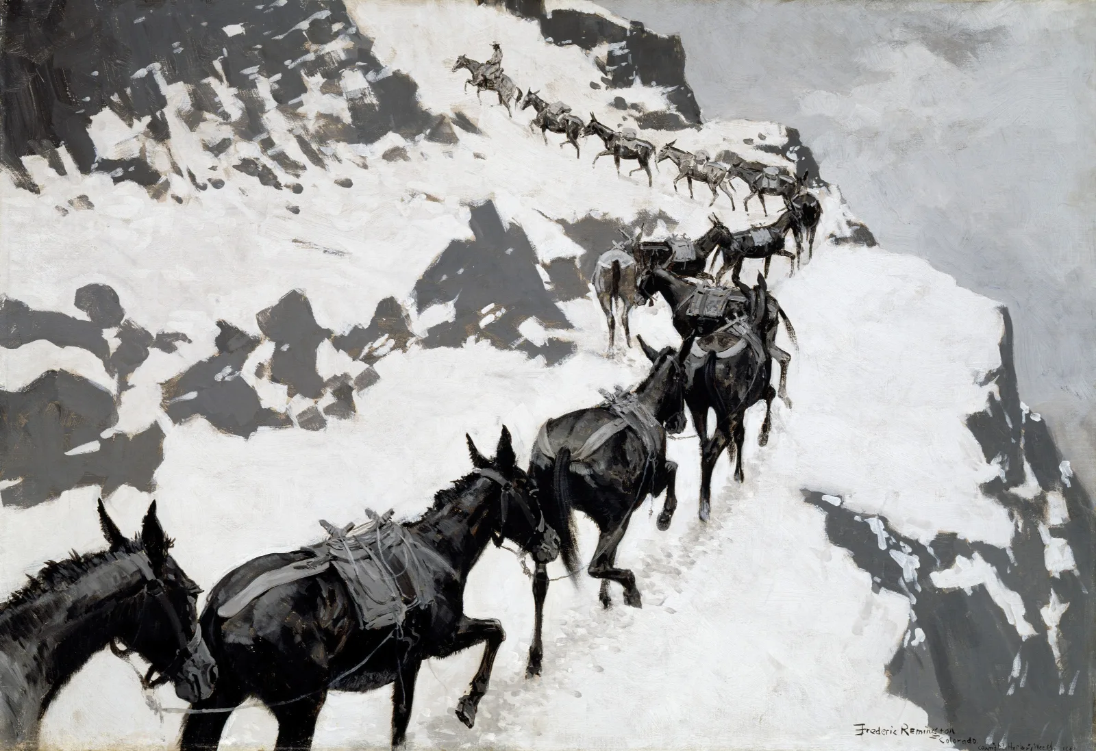 The Mule Pack Wall Art by Frederic Remington - Canvas Print