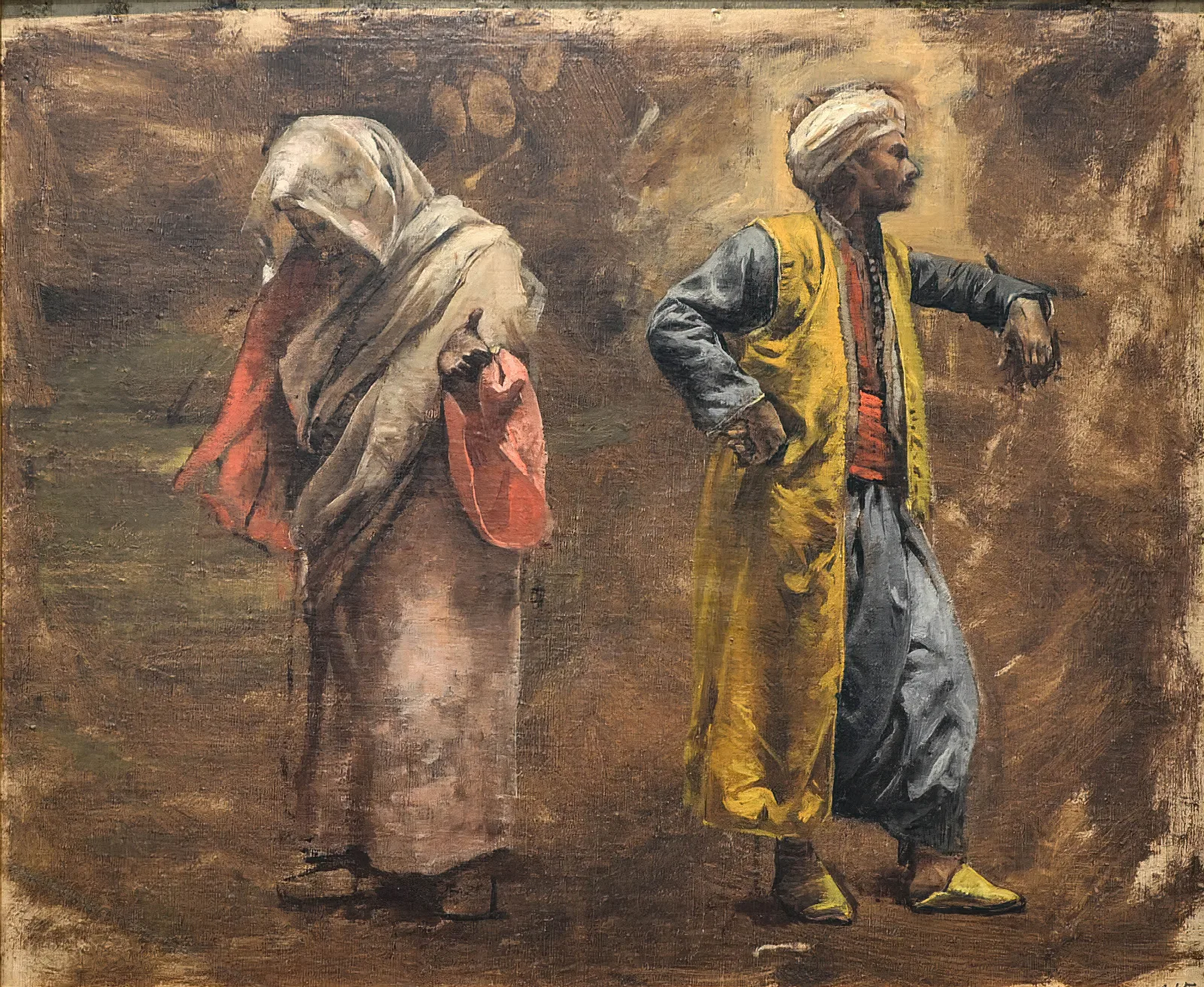 Study Of Two Figures Wall Art by Edwin Lord Weeks - Canvas Print