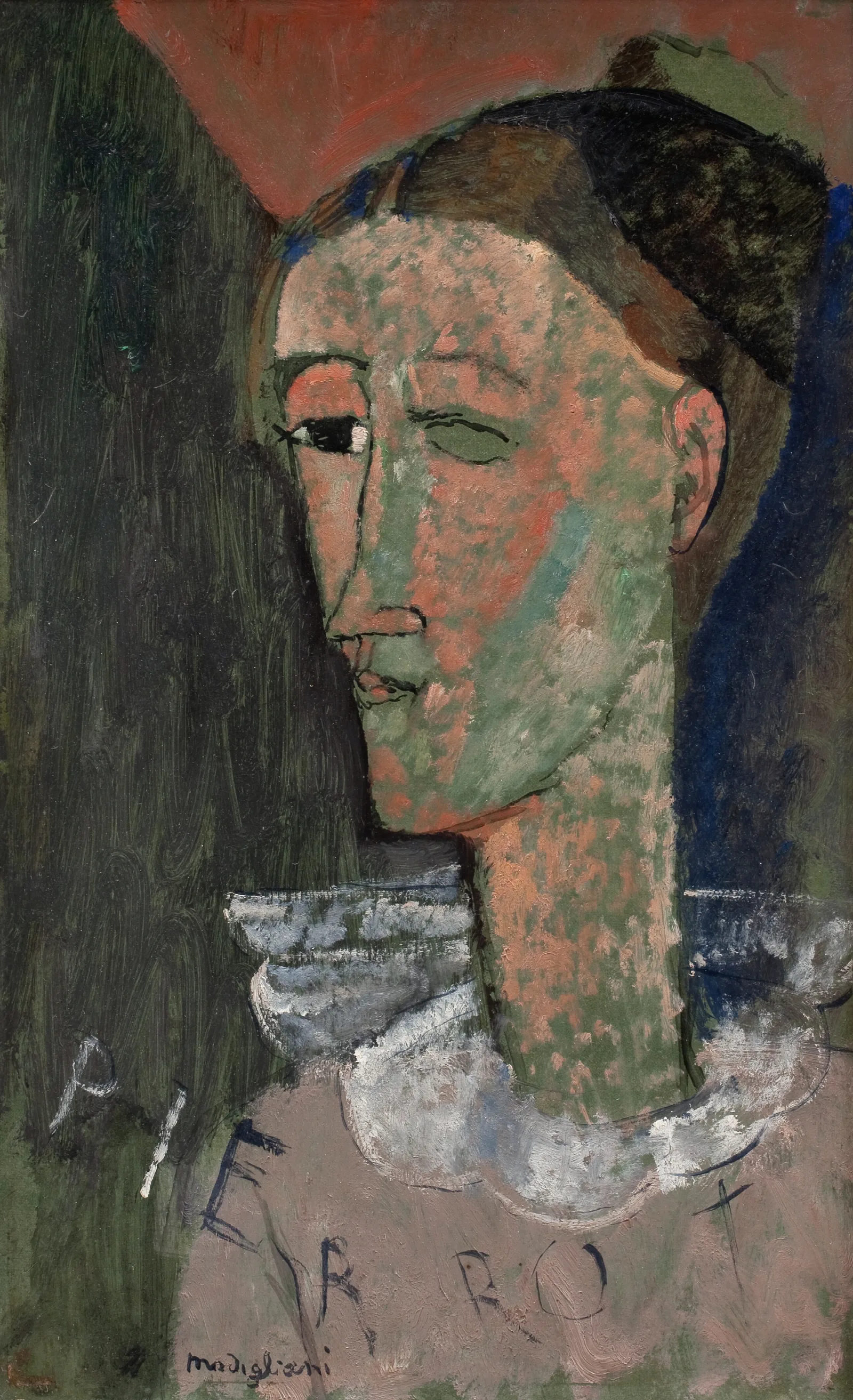 Self Portrait As Pierrot Wall Art by Amedeo Modigliani - Canvas Print