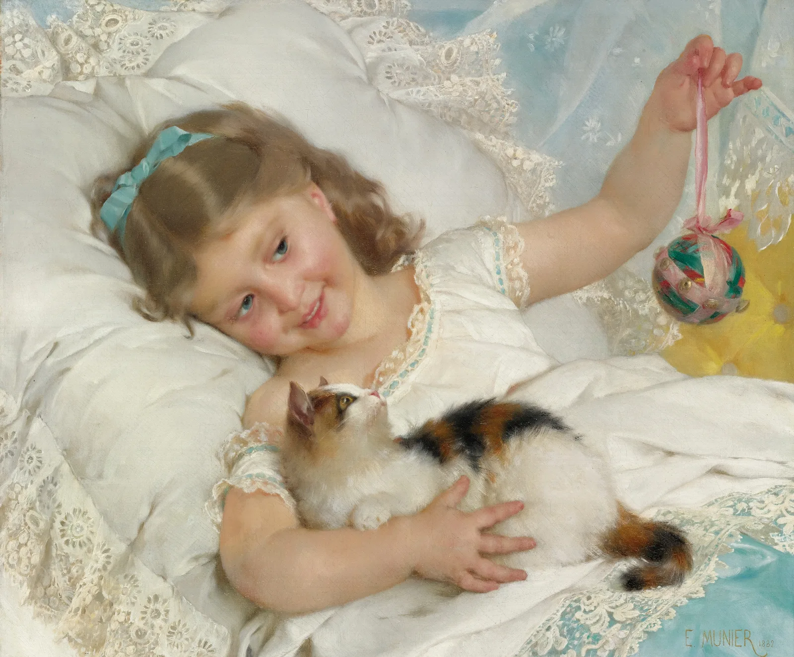 Petite Fille Chat Wall Art by Émile Munier - Canvas Print
