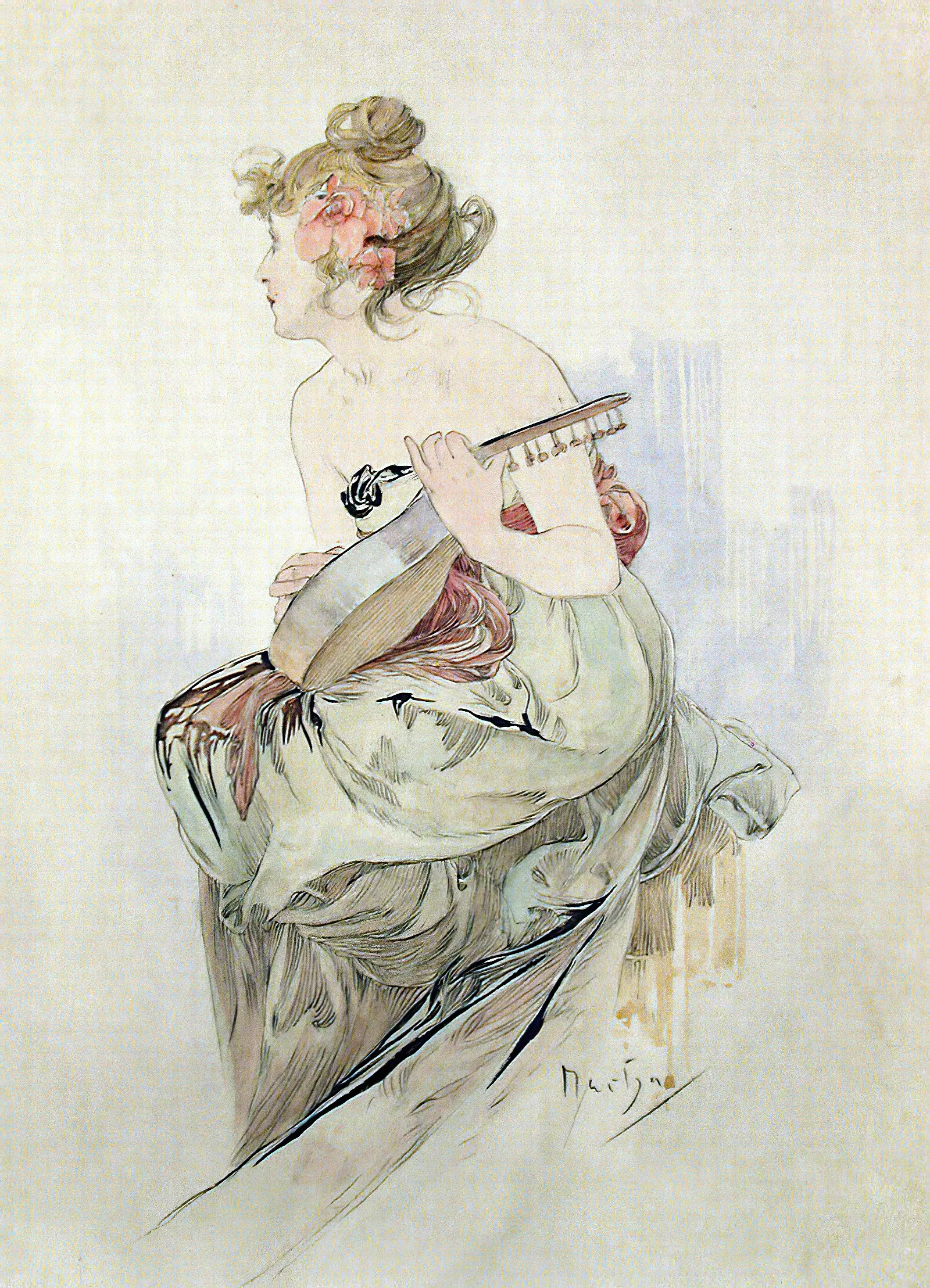 From The Frontispiece Of Le Pater Wall Art by Alphonse Mucha - Canvas Print
