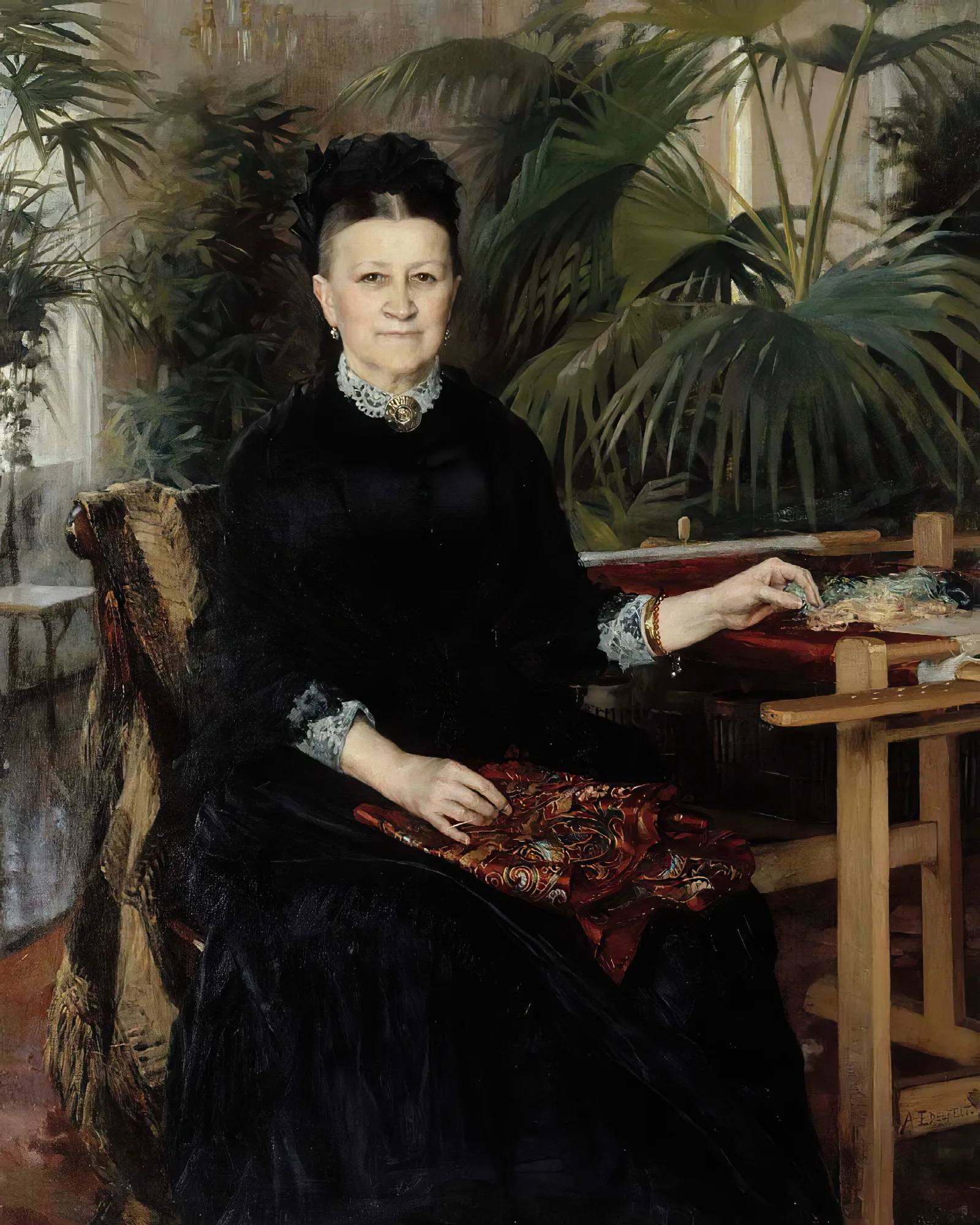 Portrait Of Mrs Anna Sinebrychoff Wall Art by Albert Edelfelt - Canvas Print