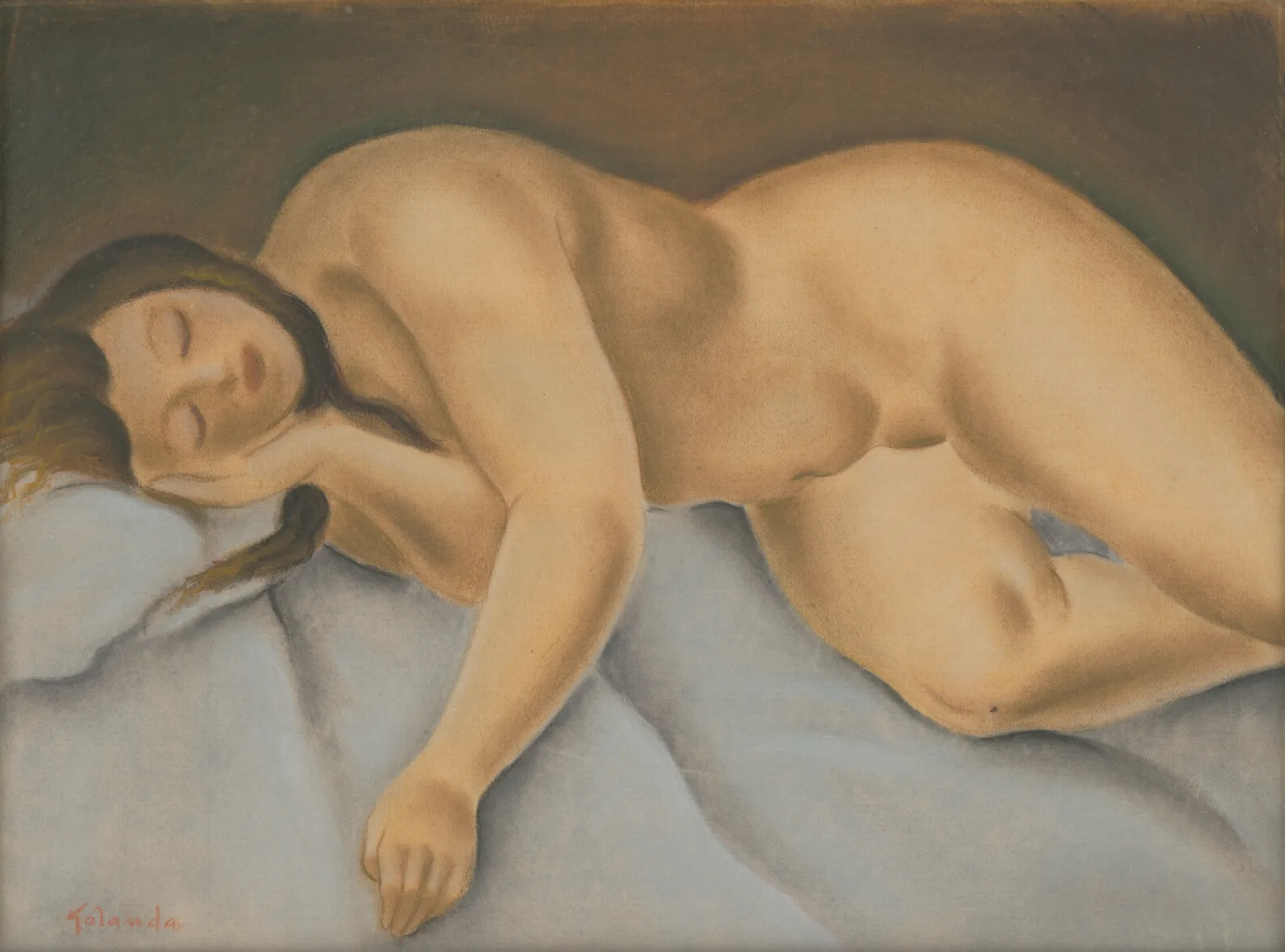 Lying Female Nude Wall Art by Mikuláš Galanda - Canvas Print