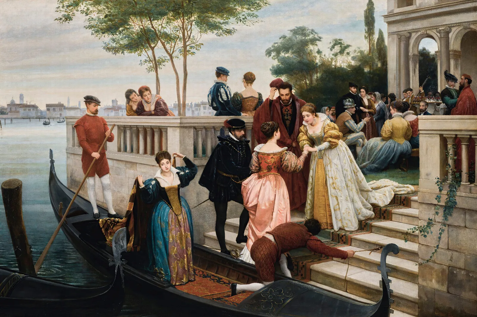 Arriving For The Ball Murano Wall Art by Eugen von Blaas - Canvas Print
