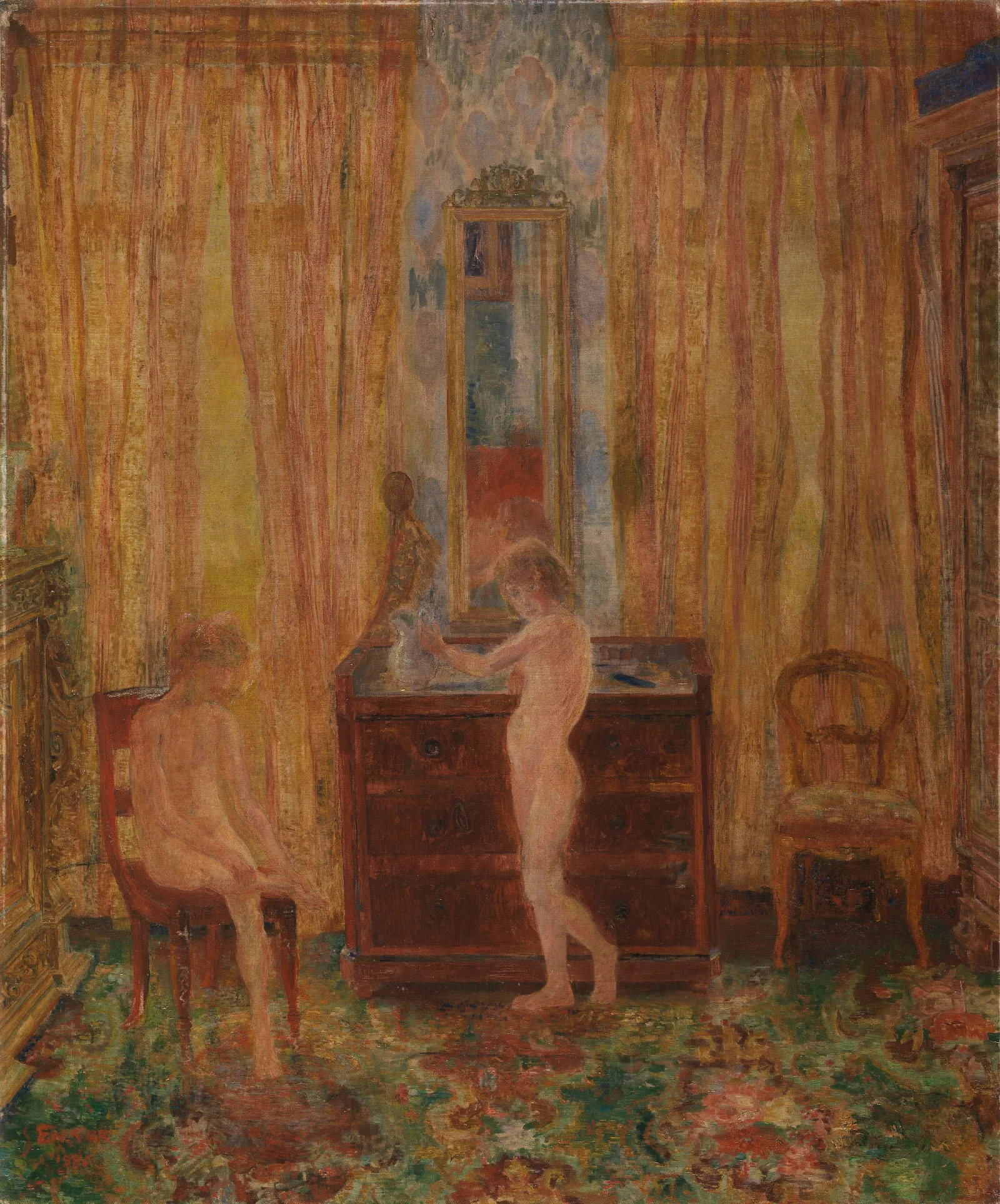 Children At Their Morning Toilet Wall Art by James Ensor - Canvas Print