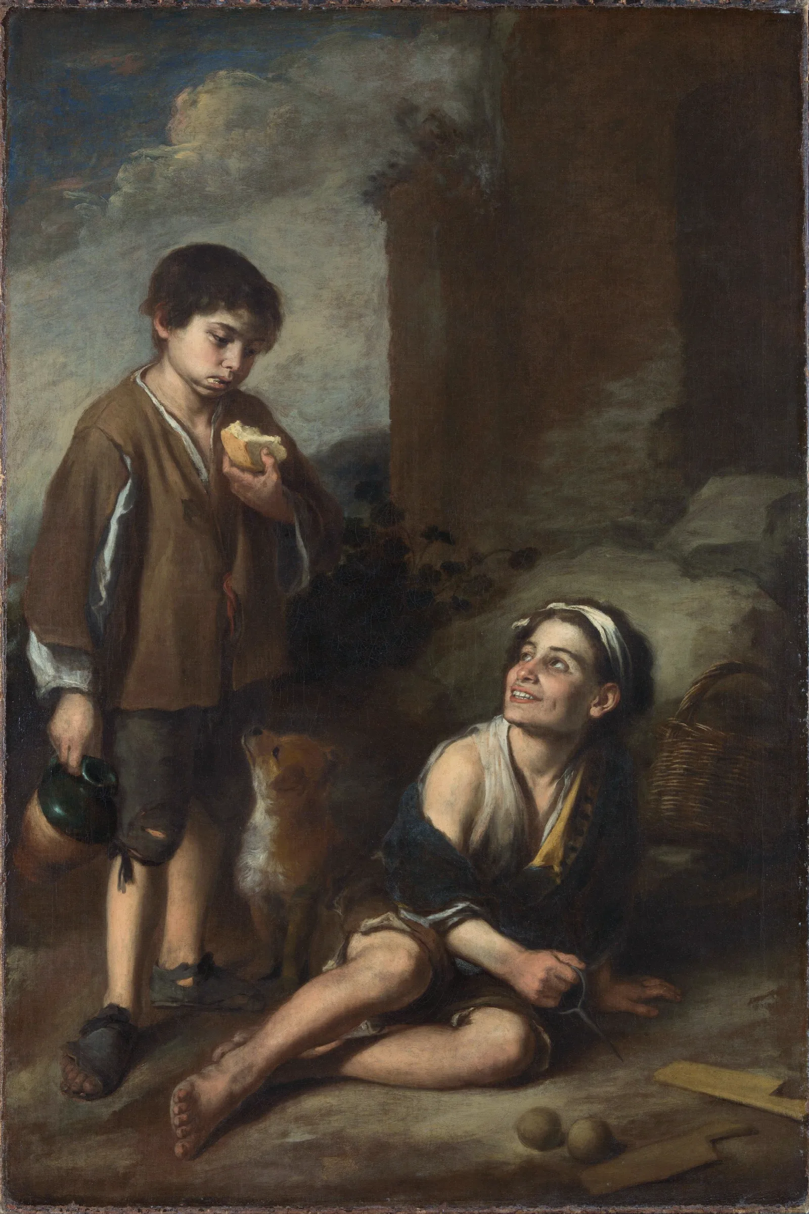 Two Peasant Boys Wall Art by Bartolomé Estebán Murillo - Canvas Print