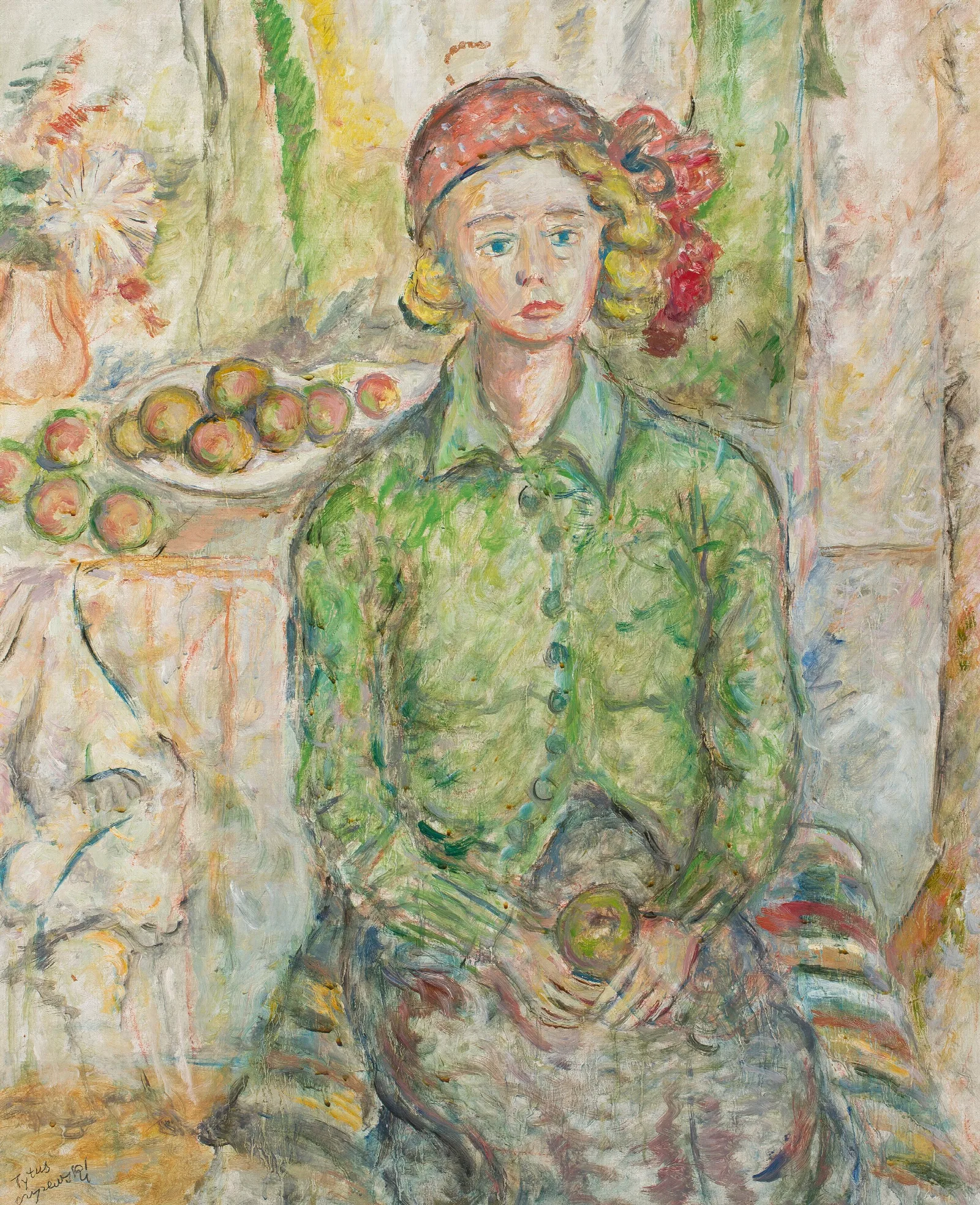 Girl With An Apple 2 Wall Art by Tytus Czyżewski - Canvas Print