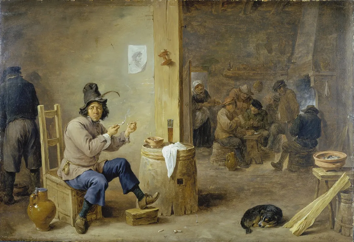 Smoker At An Inn Wall Art by David Teniers The Younger - Canvas Print