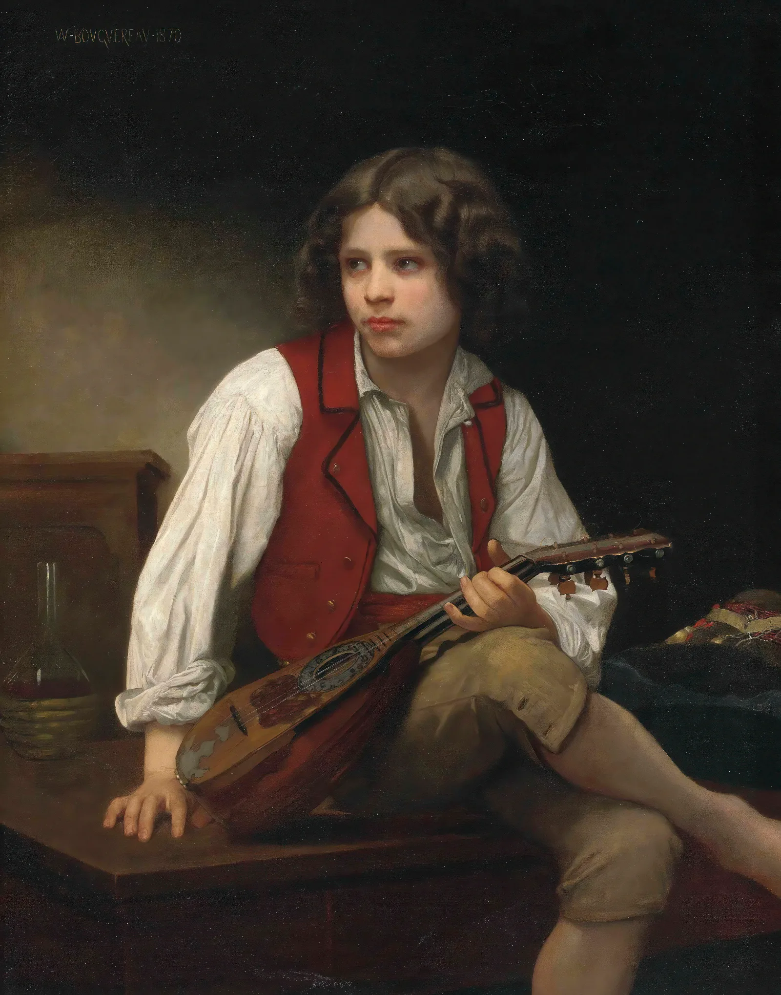 Italien A La Mandoline Wall Art by William Bouguereau - Canvas Print