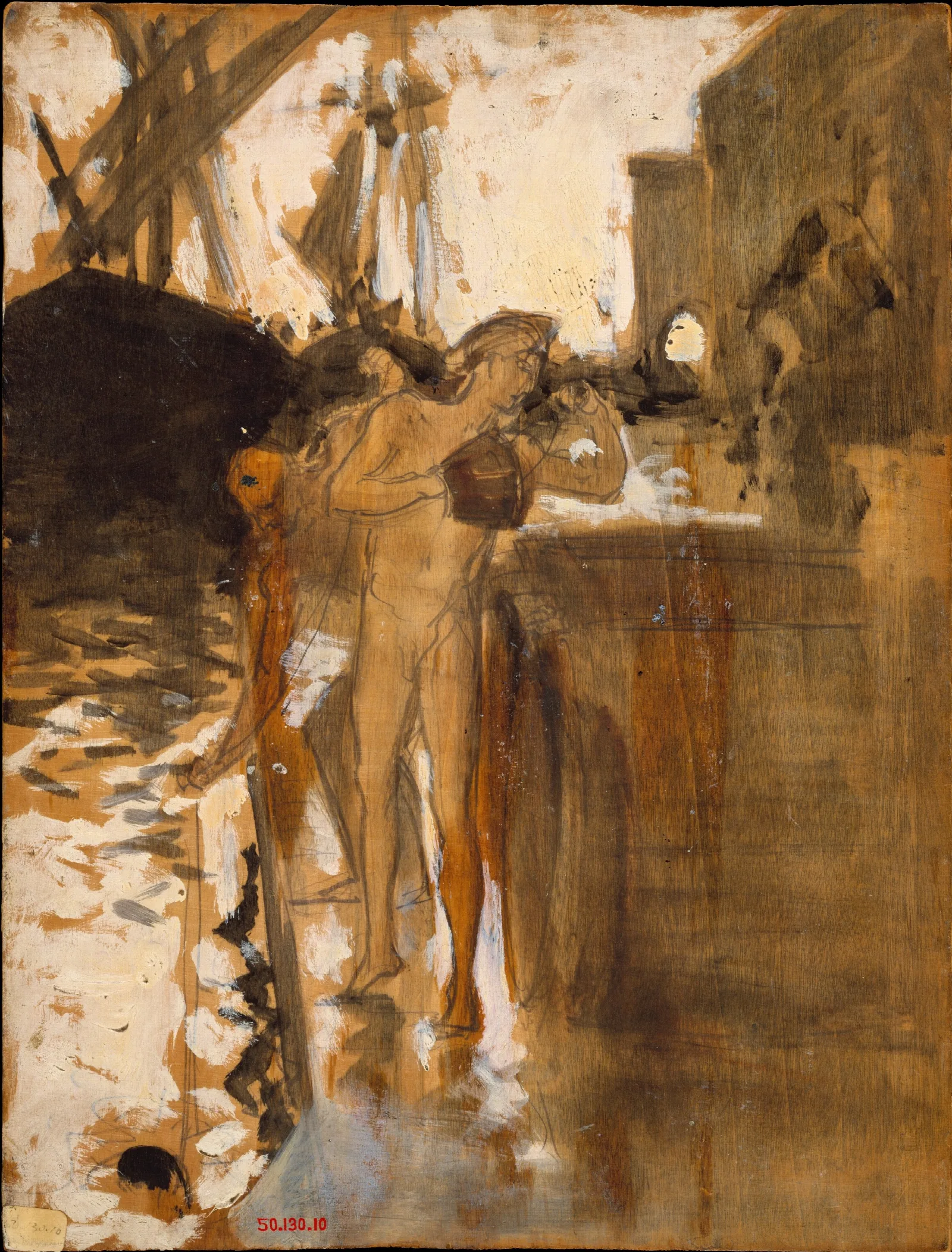Two Nude Bathers Standing On A Wharf Wall Art by John Singer Sargent - Canvas Print