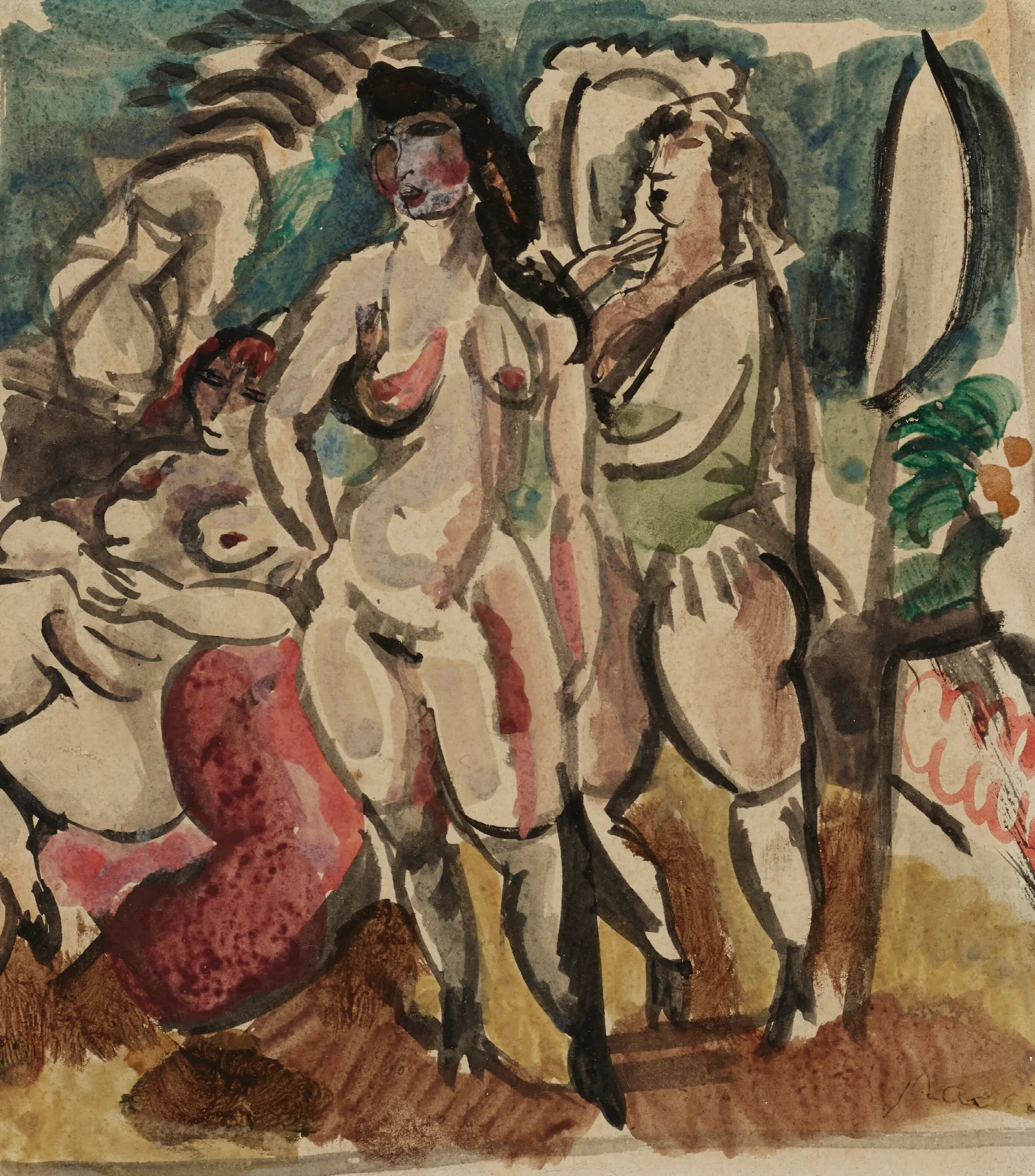 Trois Femmes Wall Art by Jules Pascin - Canvas Print