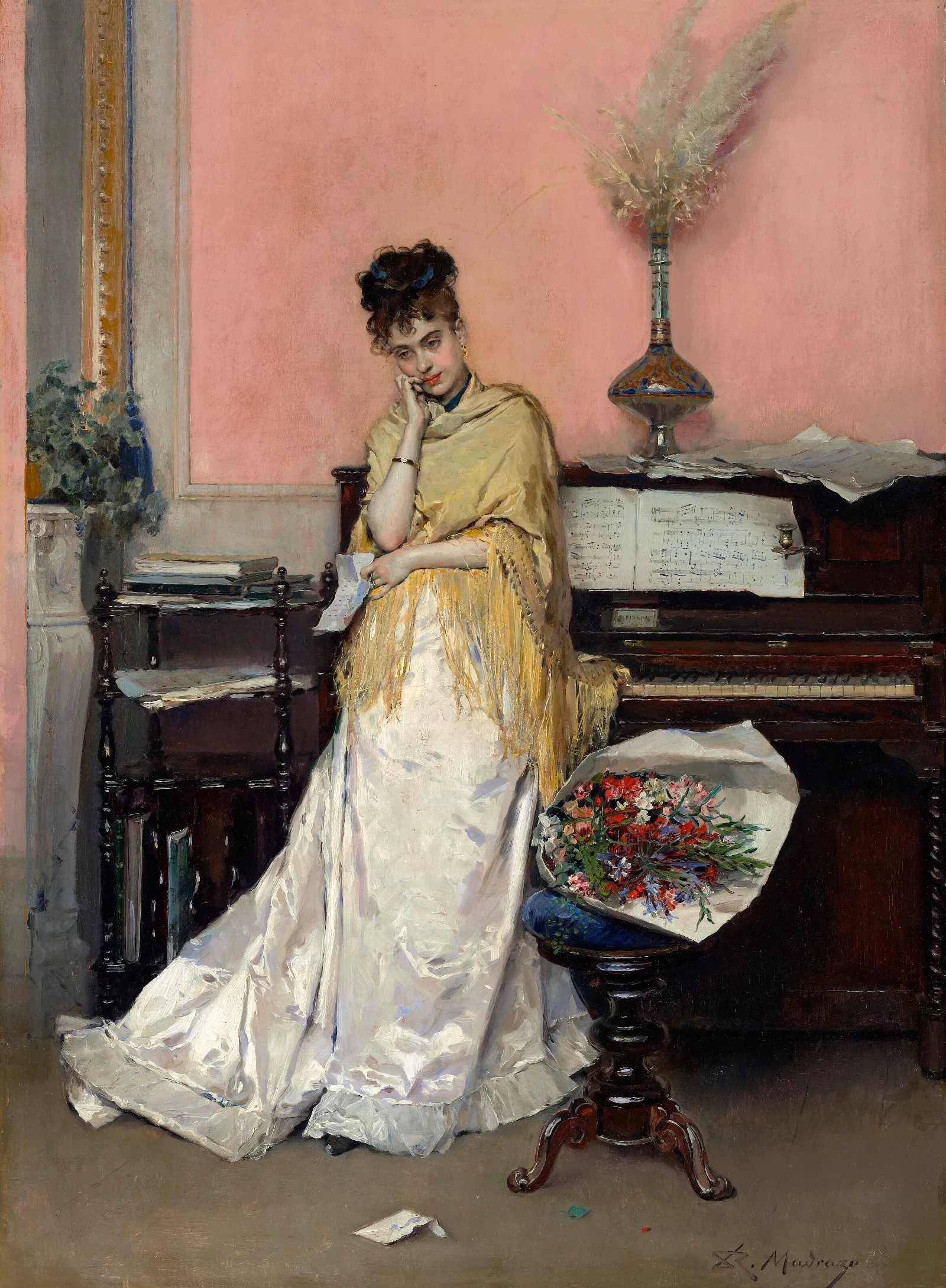 Reverie The Letter Wall Art by Raimundo de Madrazo y Garreta - Canvas Print