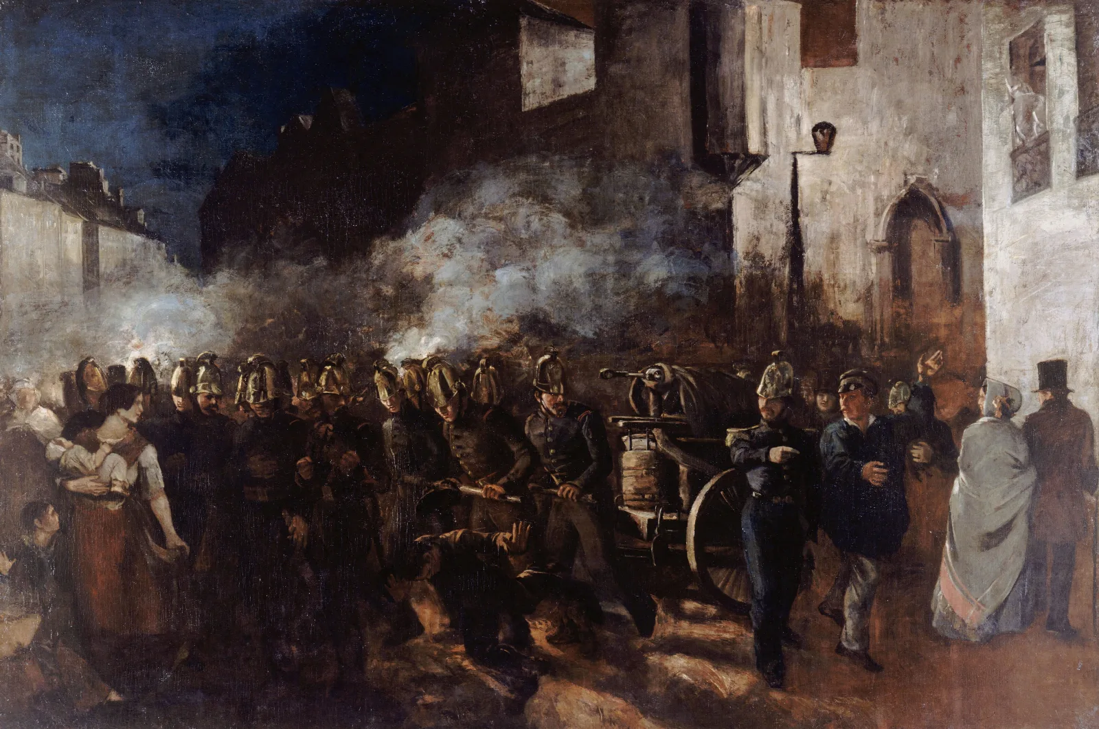 Pompiers Courant A Un Incendie Wall Art by Gustave Courbet - Canvas Print