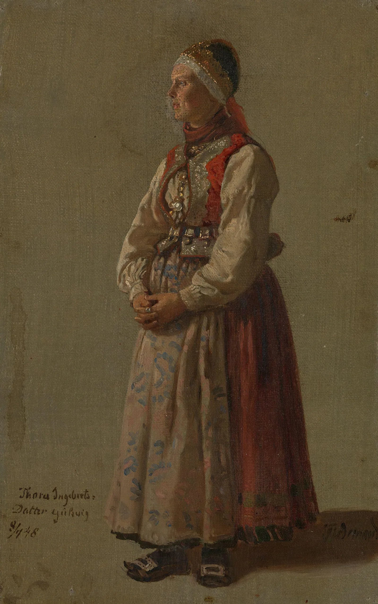 Thora Ingebretsdatter Gulsvig Wall Art by Adolph Tidemand - Canvas Print