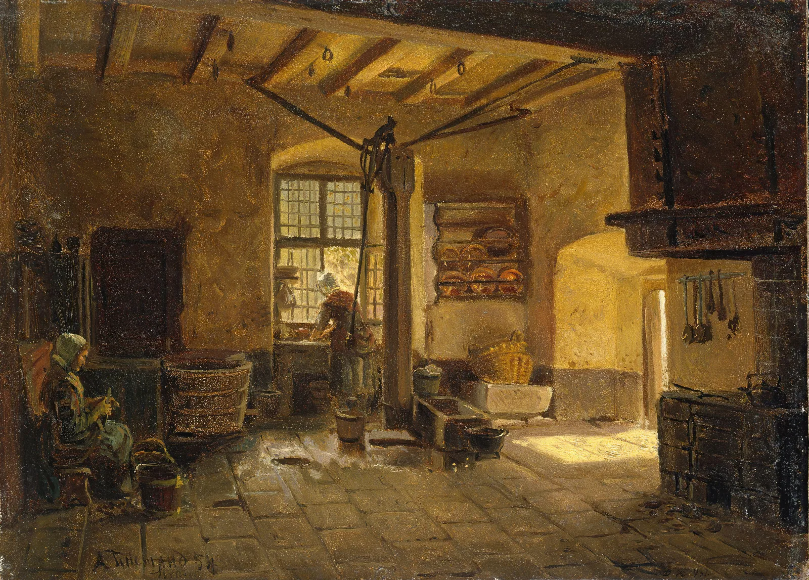 Kitchen Interior 5 Wall Art by Adolph Tidemand - Canvas Print