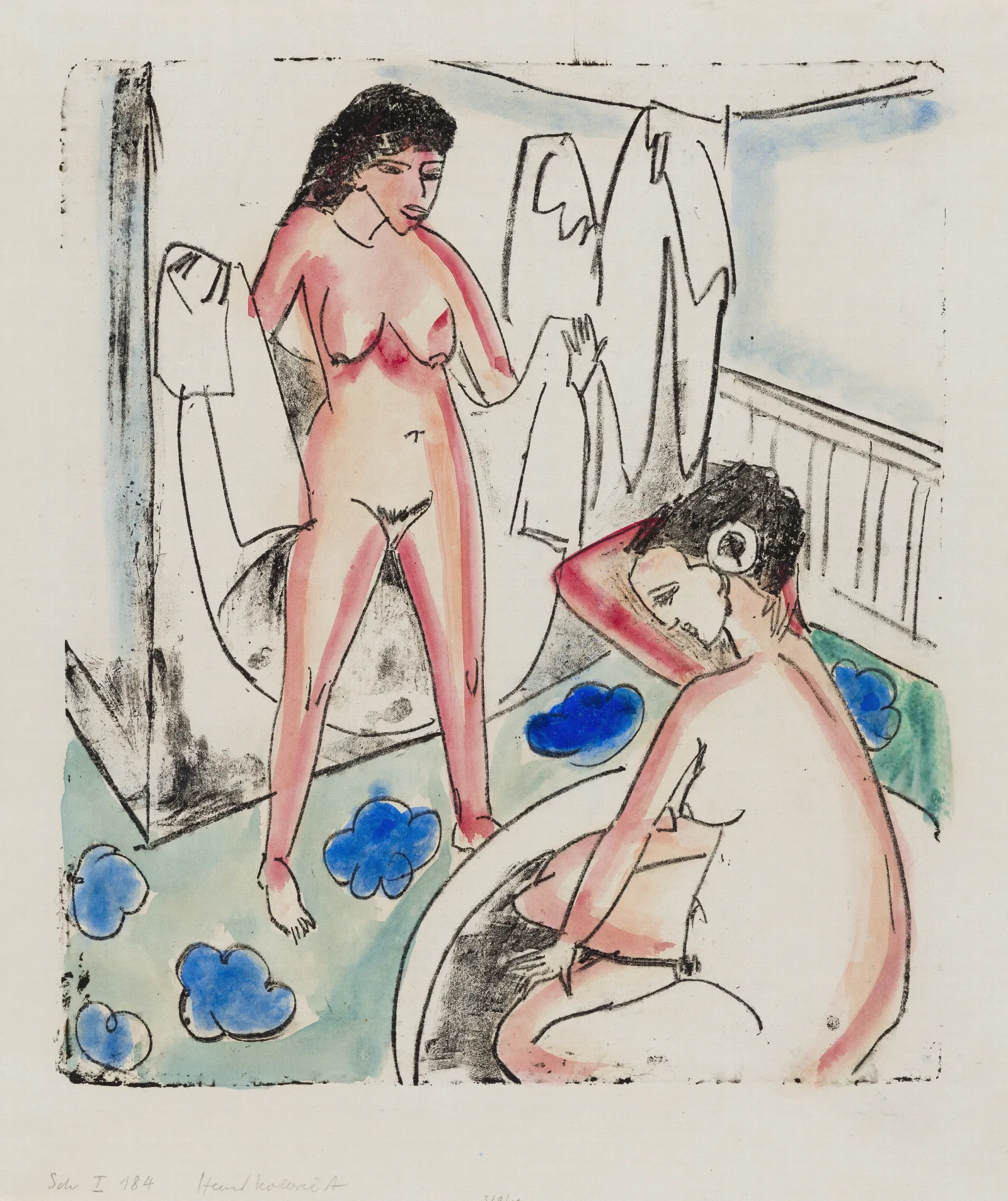 Bathing Girls In A Room Wall Art by Ernst Ludwig Kirchner - Canvas Print