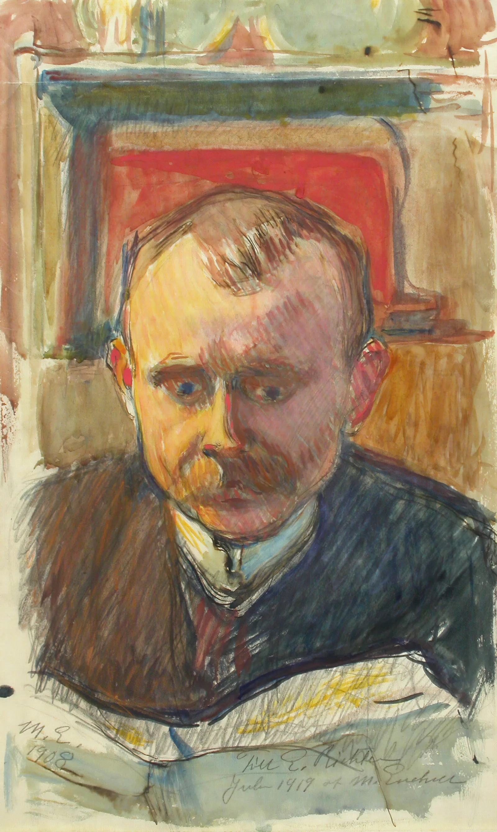 Portrait Of Edvard Richter Wall Art by Magnus Enckell - Canvas Print